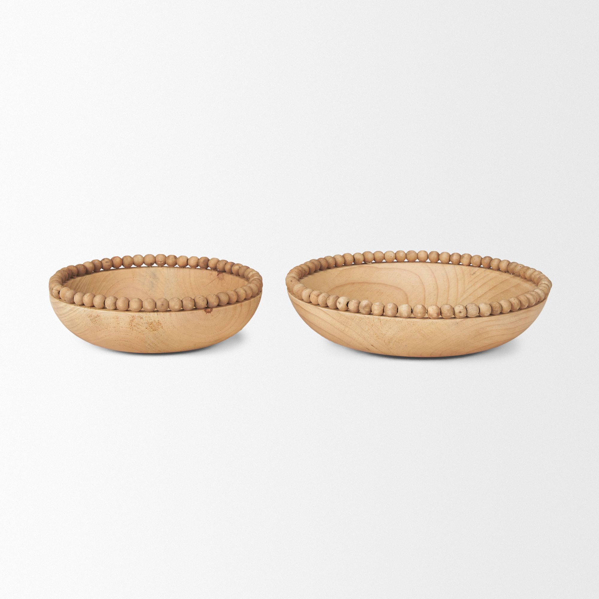 Mercana Wendell Round Bowls with Wood Beads - Light Brown