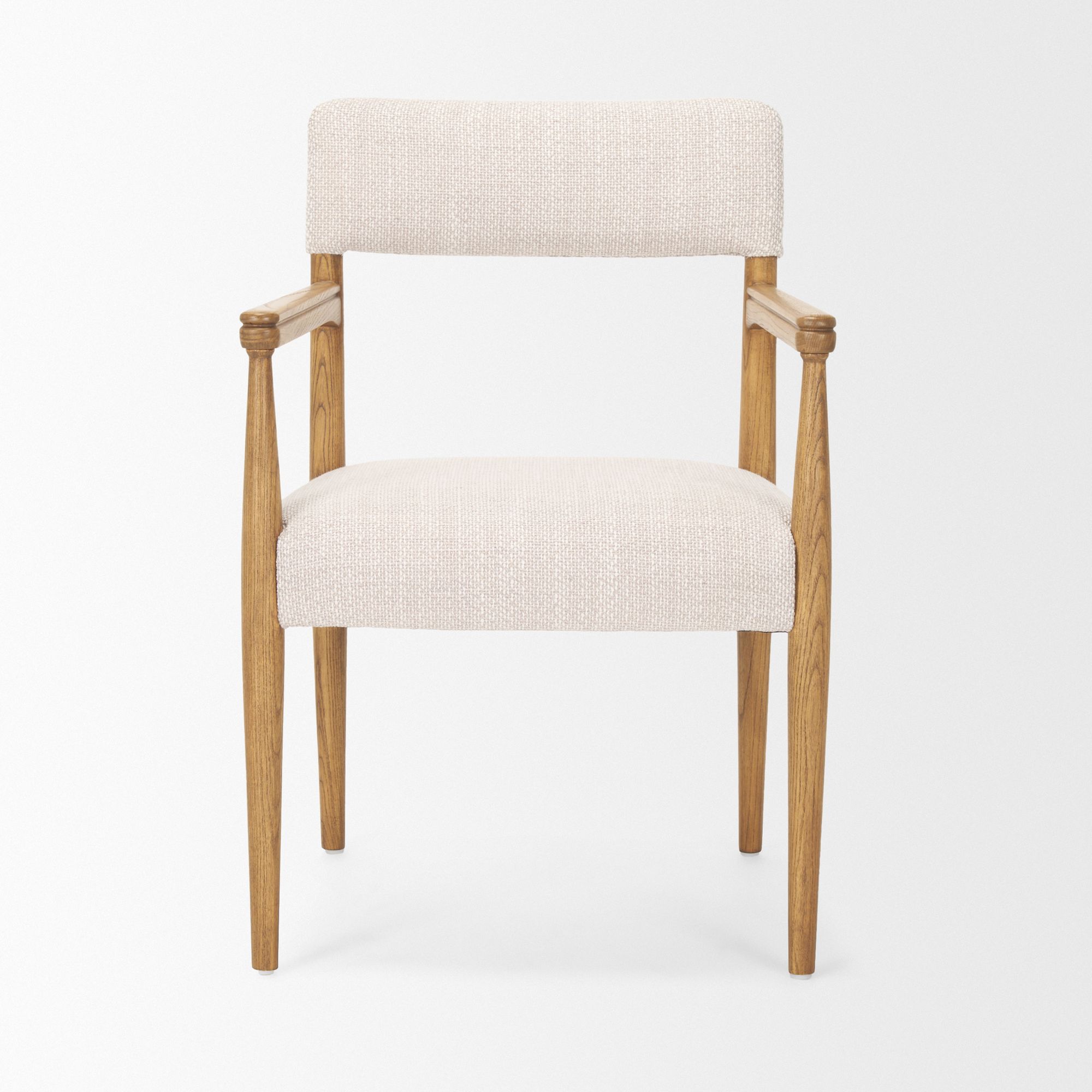 Mercana Toni Dining Chair with Cream Heathered Performance Fabric - Light Brown