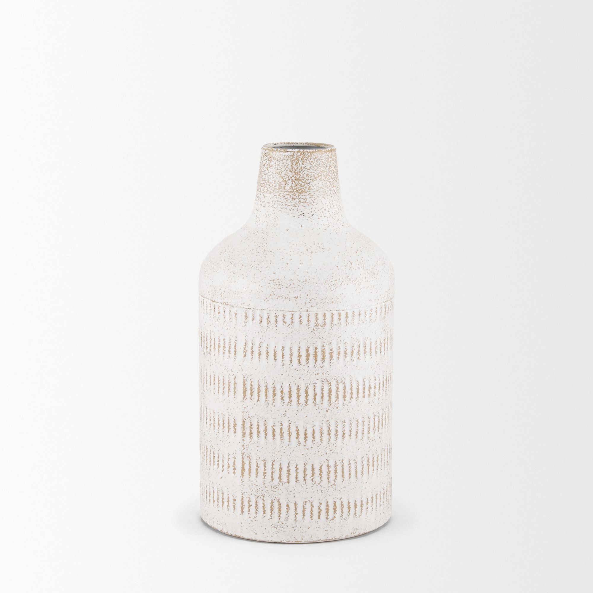 Mercana Tisha Small Distressing Metal Vase - White