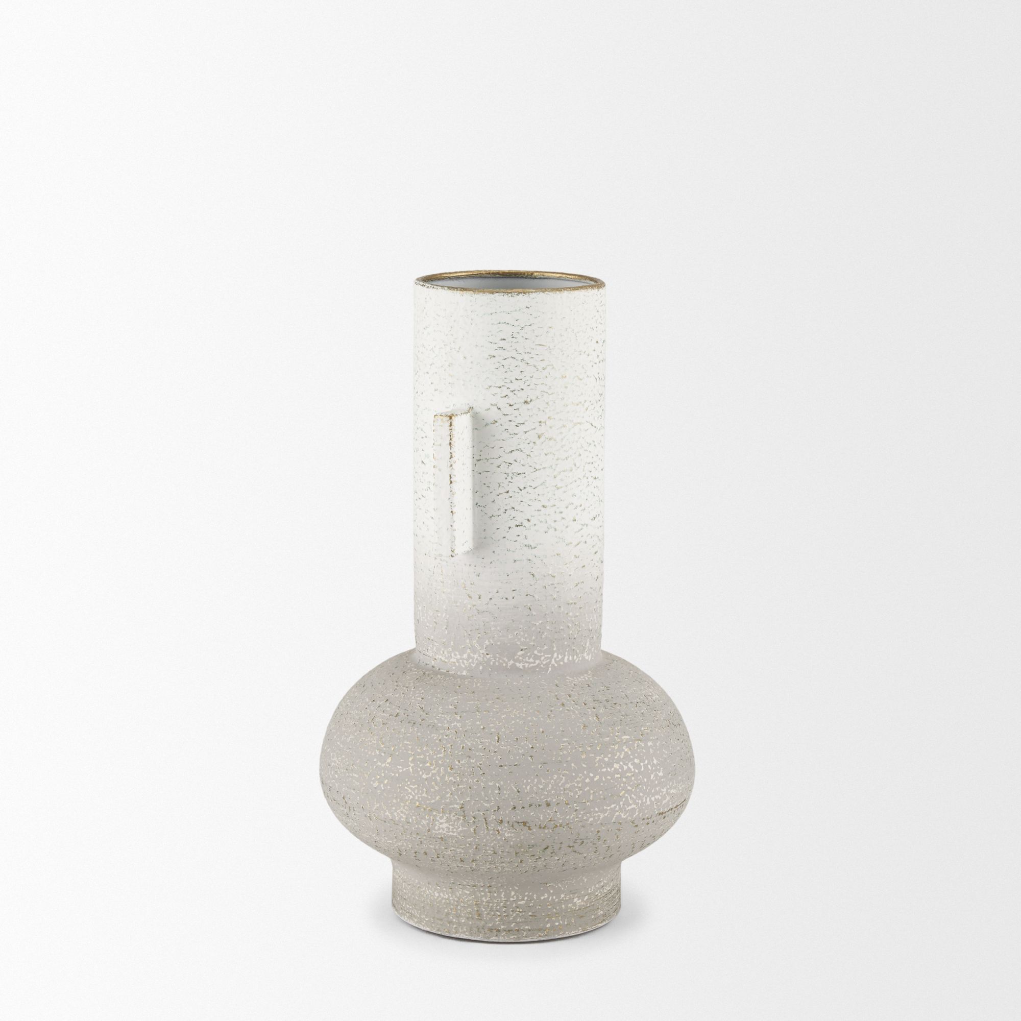 Mercana Torres Small Textured Metal Vase - White