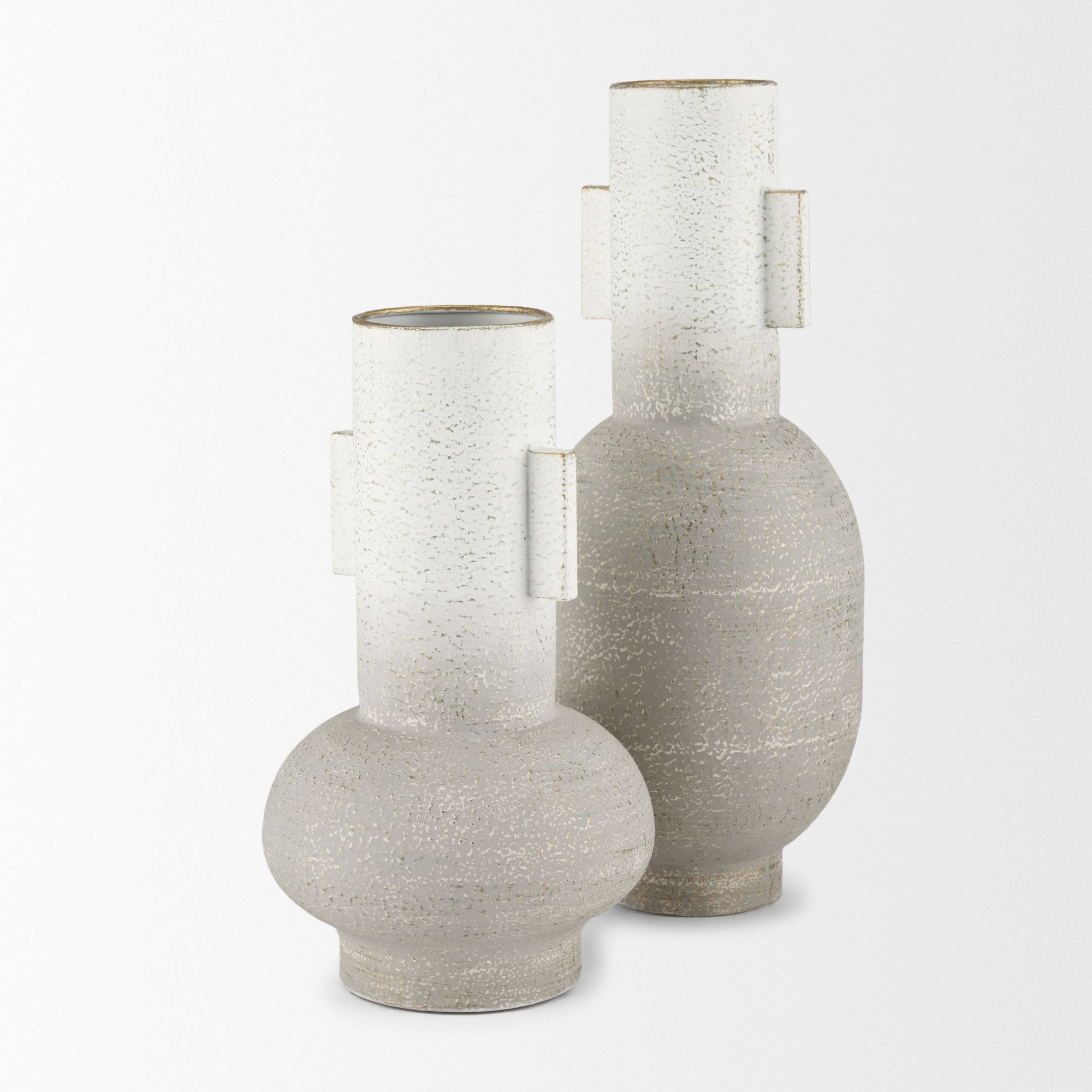 Mercana Torres Small Textured Metal Vase - White