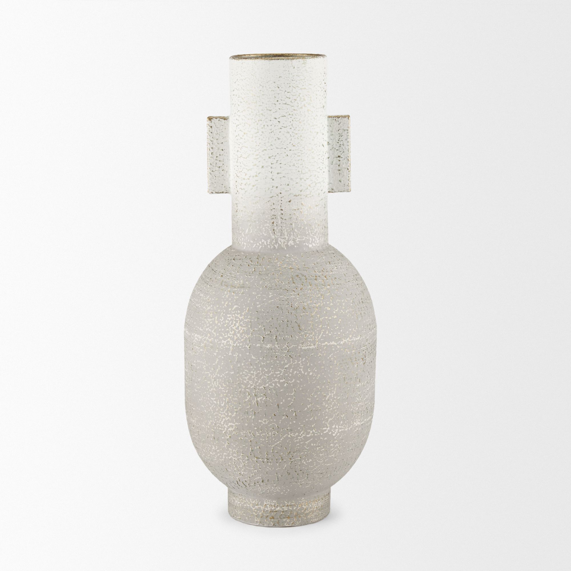 Mercana Torres Tall Textured Metal Vase - White