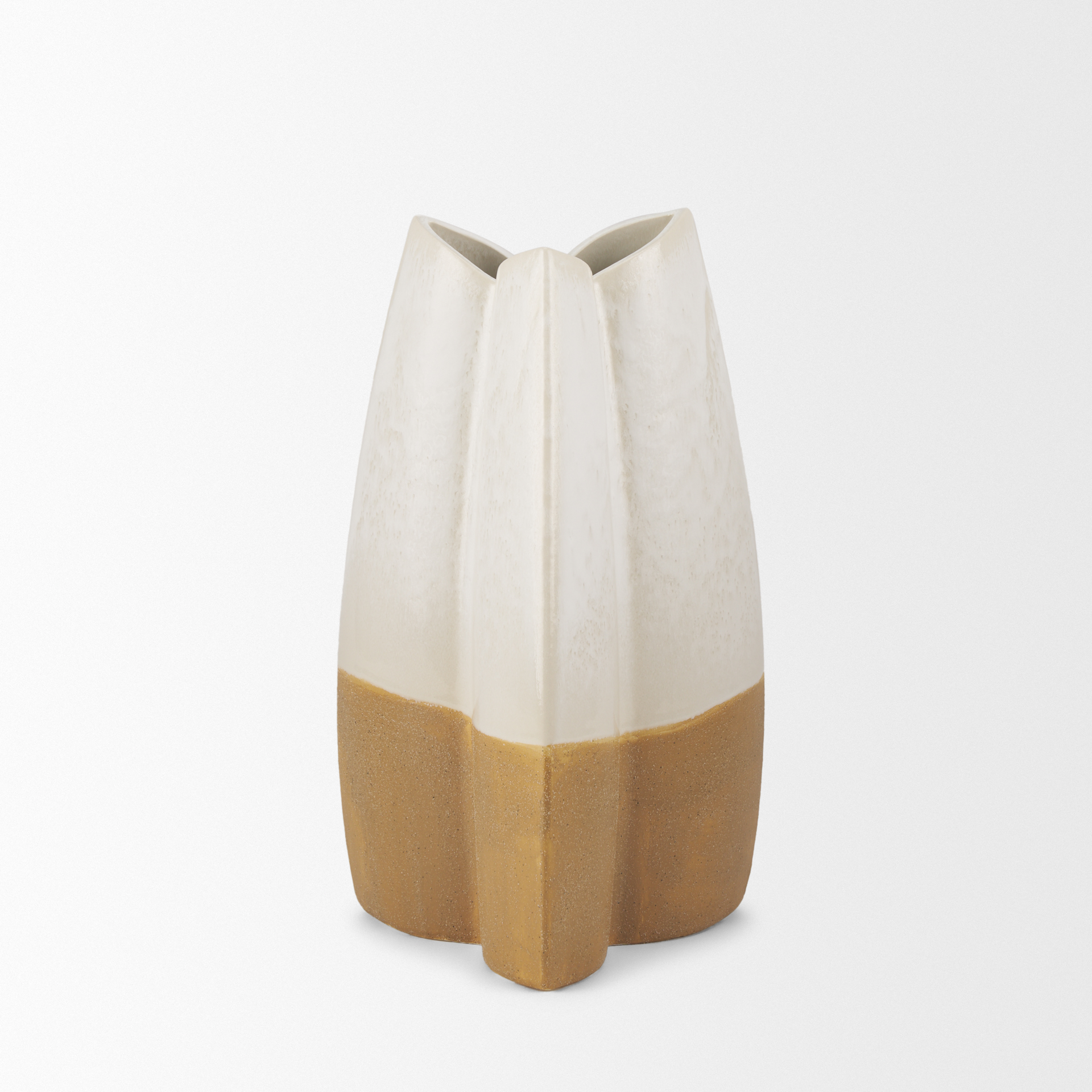 Mercana Vania Vase - White/Gold, H14"