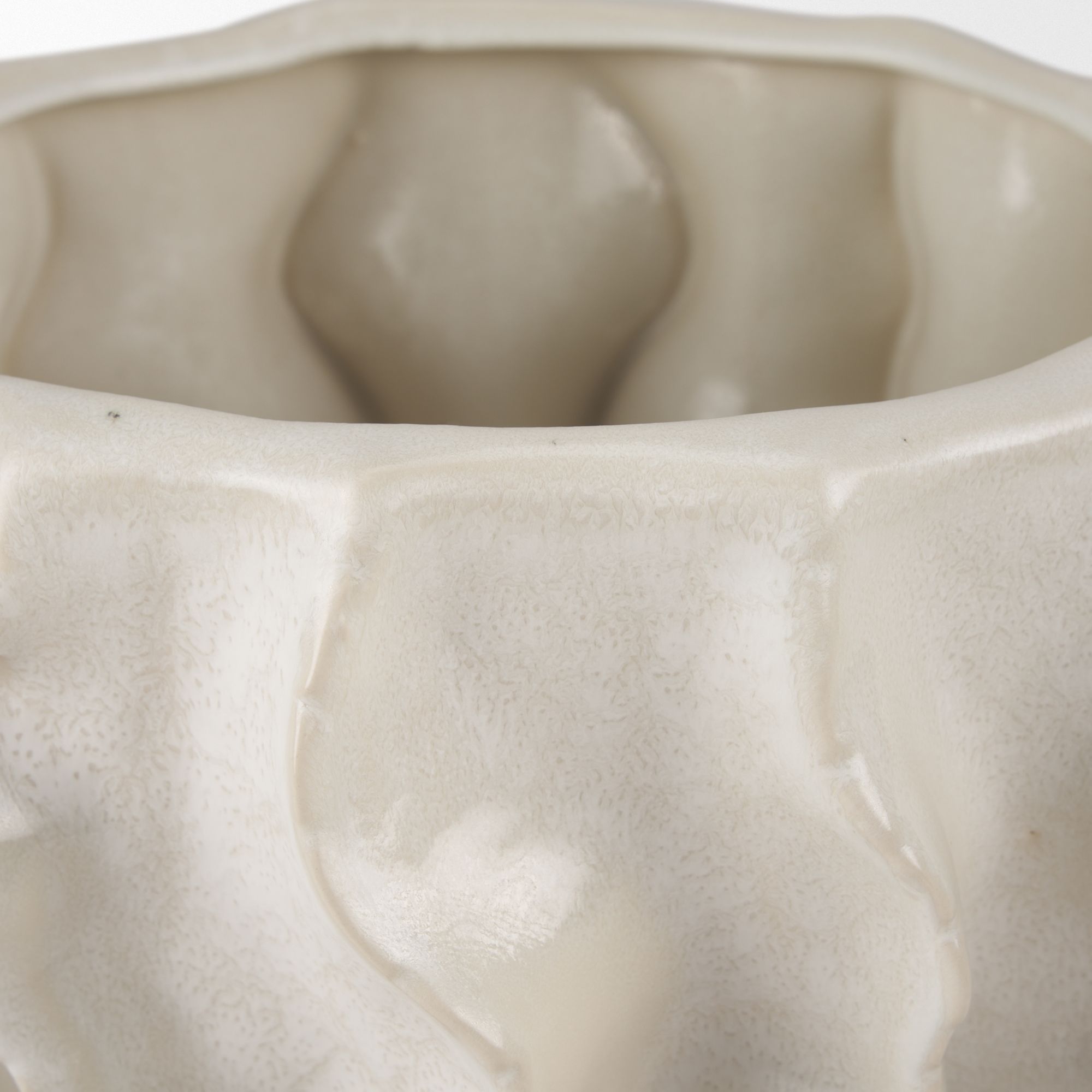 Mercana - Vahn Sculptural Cream Glazed Decorative Ceramic Bowl