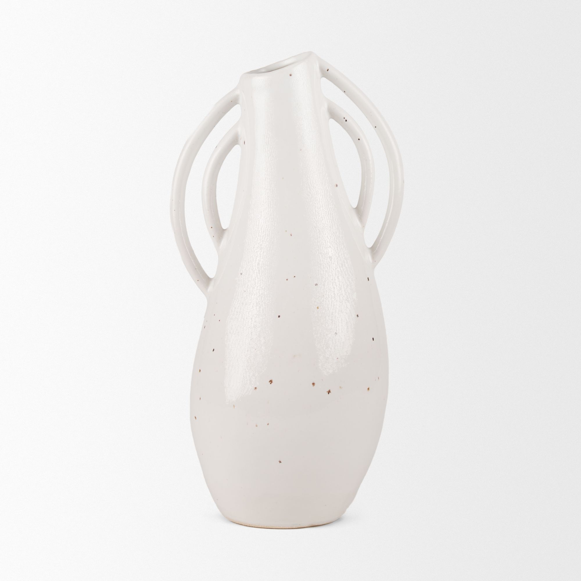 Mercana Urvi Tall Speckled Asymmetrical Ceramic Vase - White