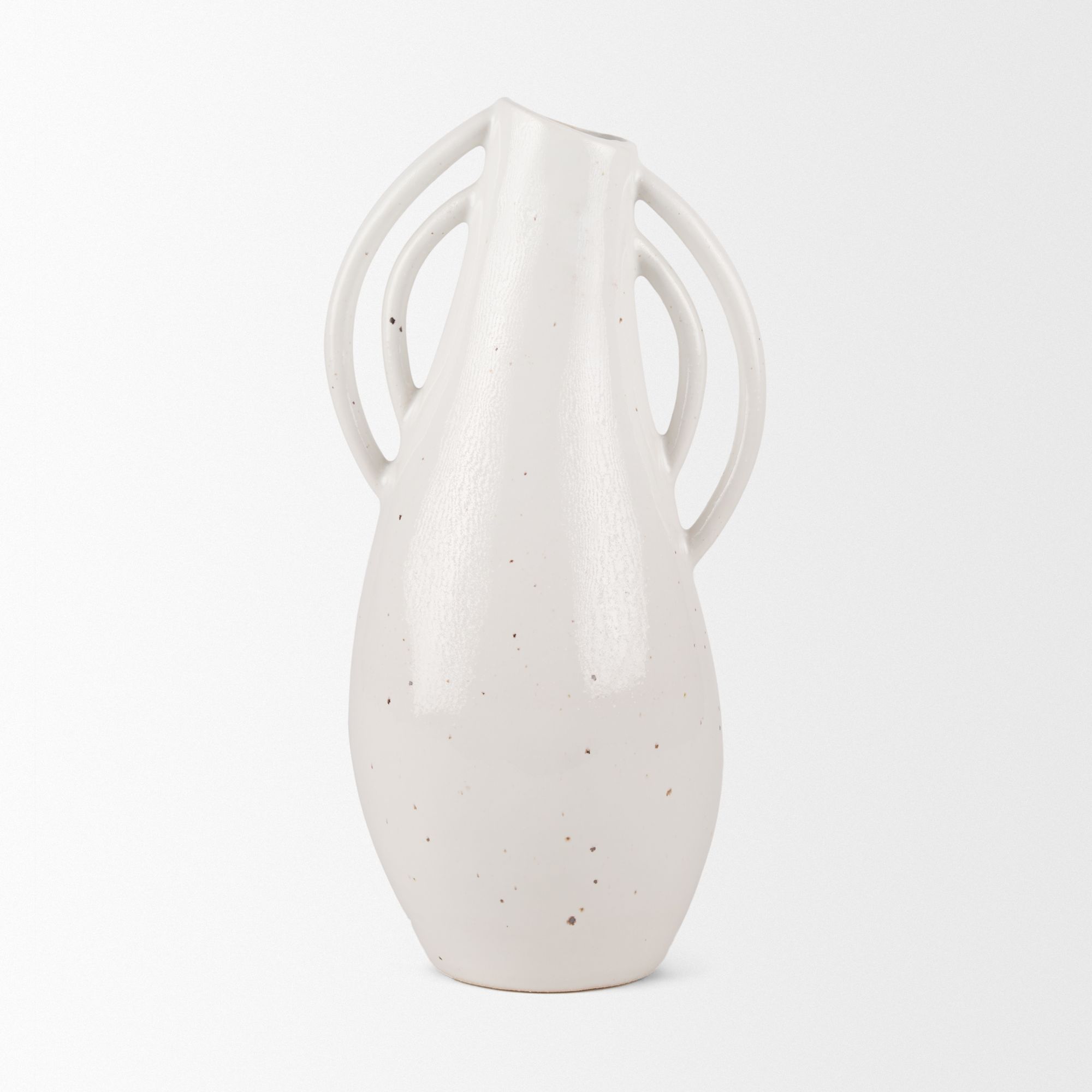 Mercana Urvi Tall Speckled Asymmetrical Ceramic Vase - White