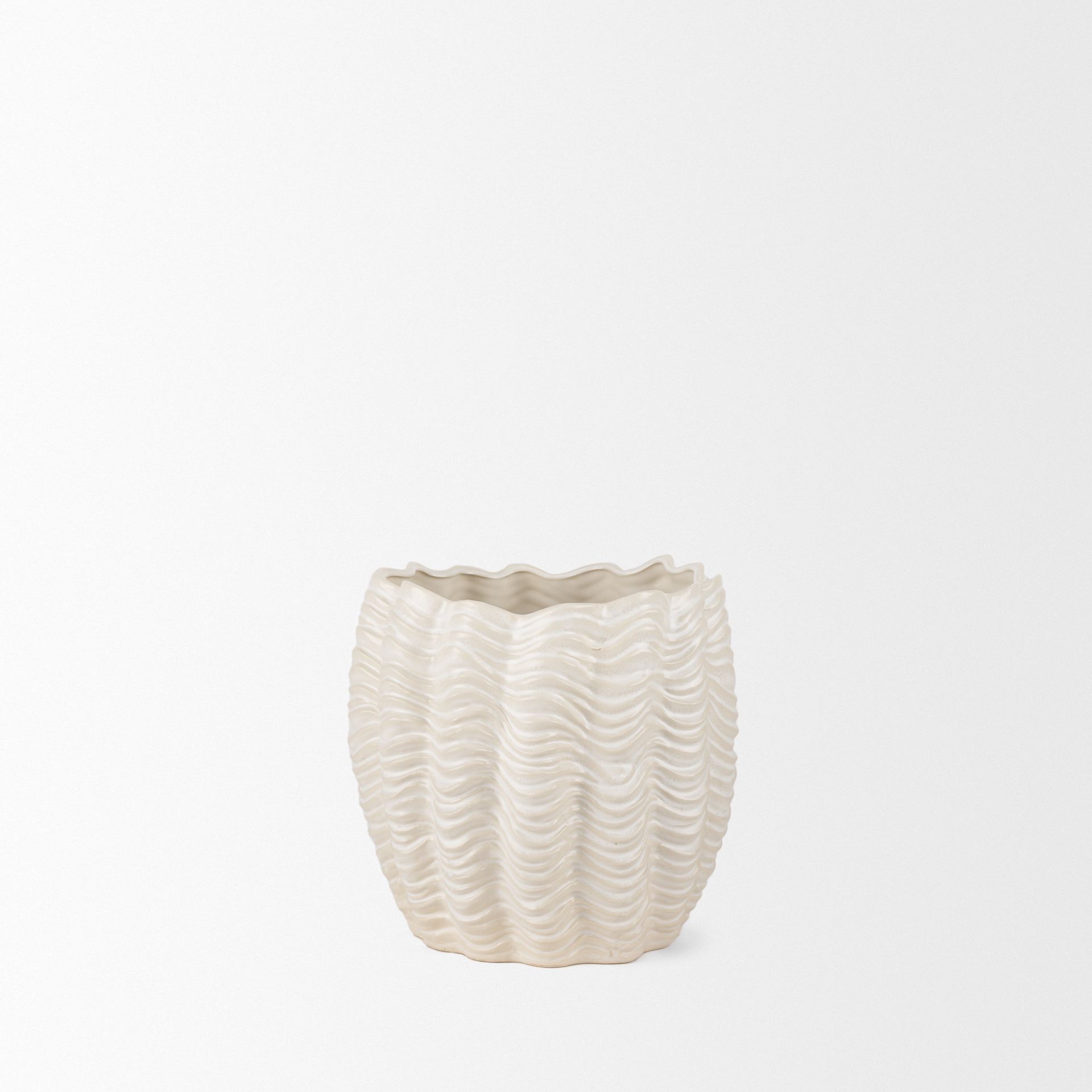 Mercana Velia Short Vase - White, Ceramic