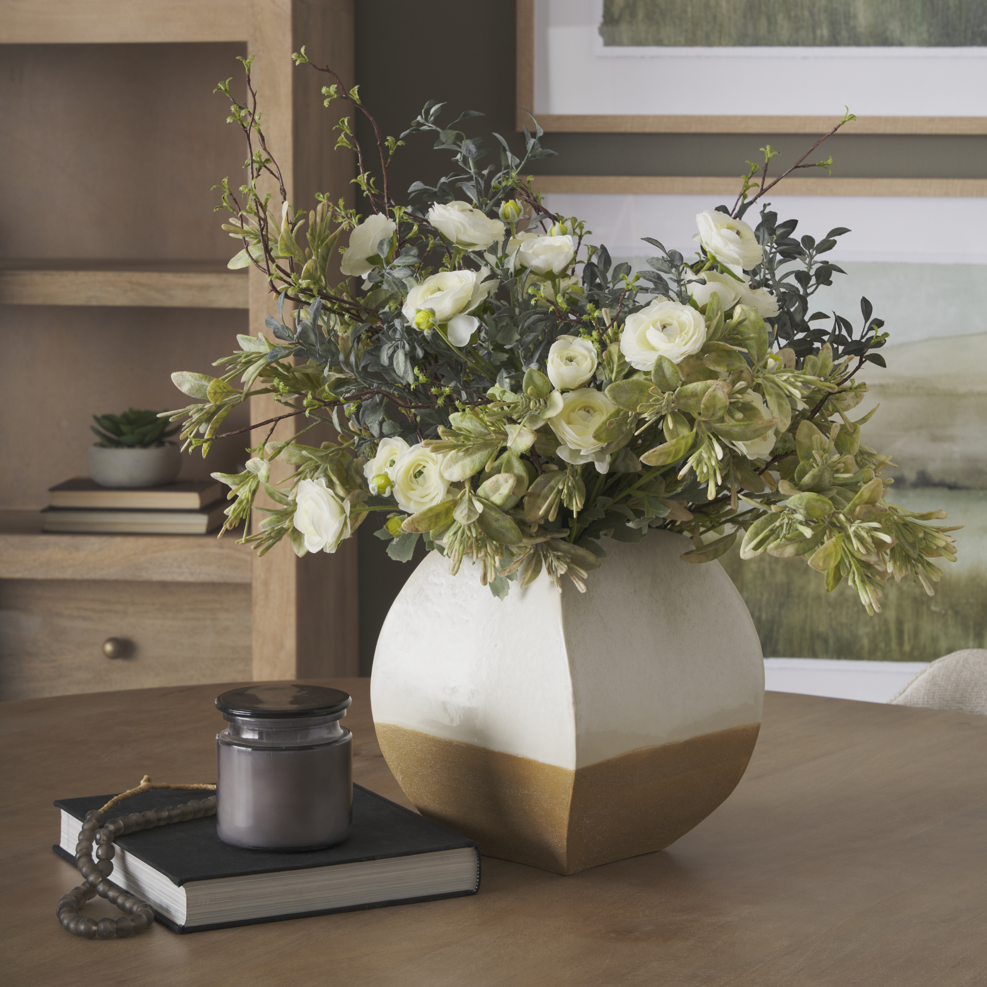 Mercana Vania Vase - White/Gold, H10"