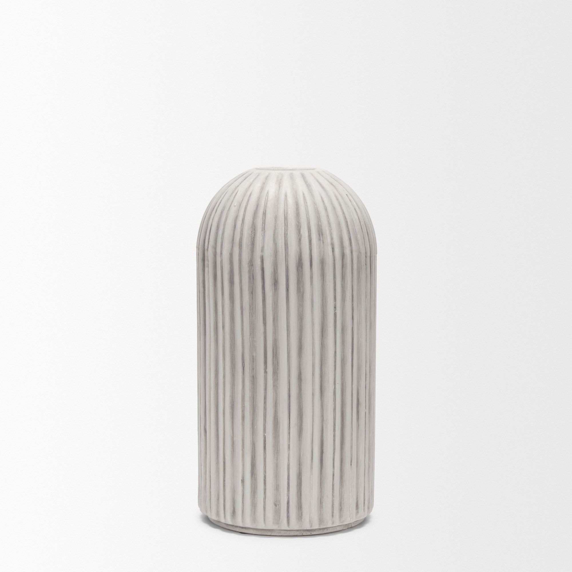 Mercana Ummi Small Floor Vase with Gray-Brown Antiquing Ceramic - White