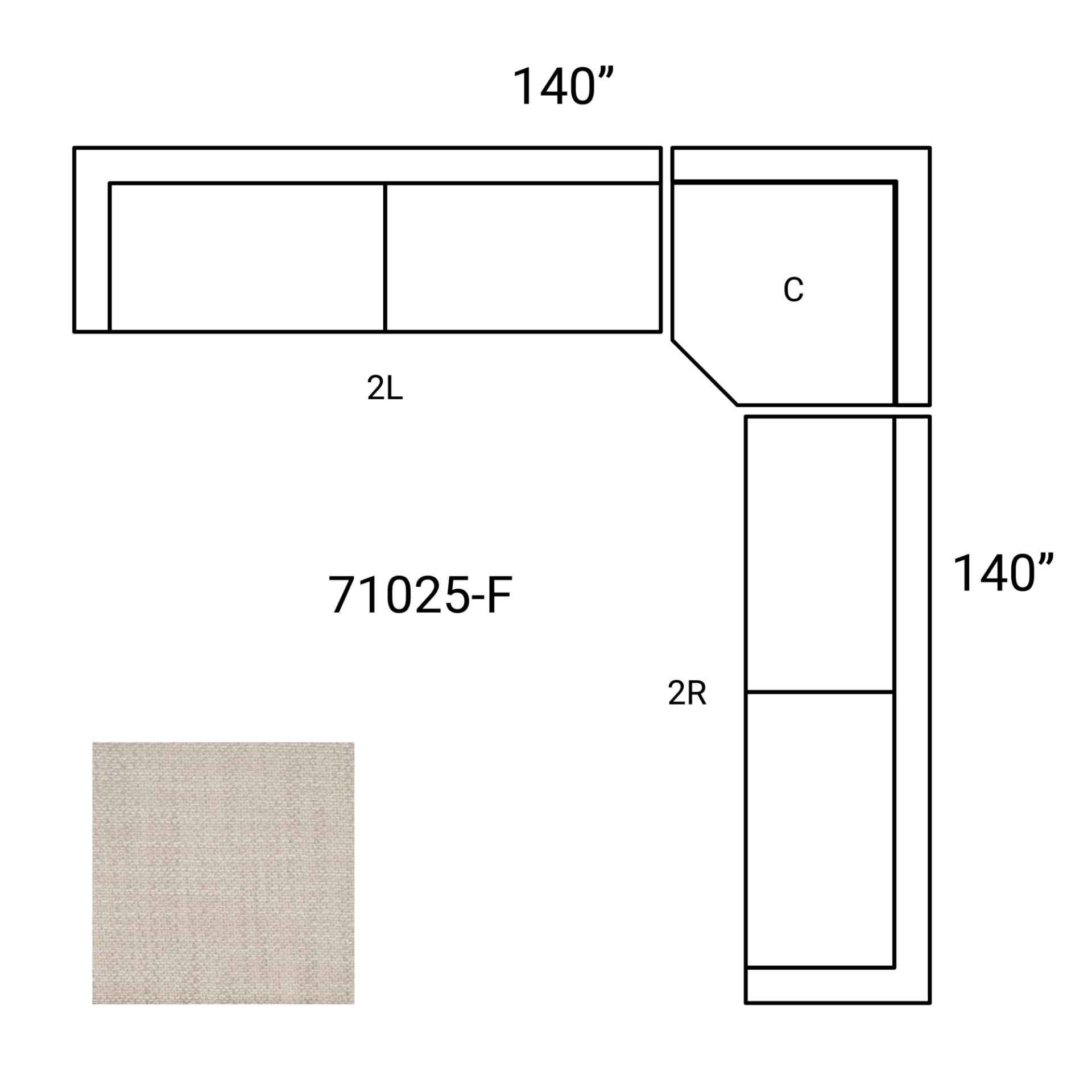 Mercana Warner 3 Piece Sectional with Corner Piece - Oatmeal, Set D