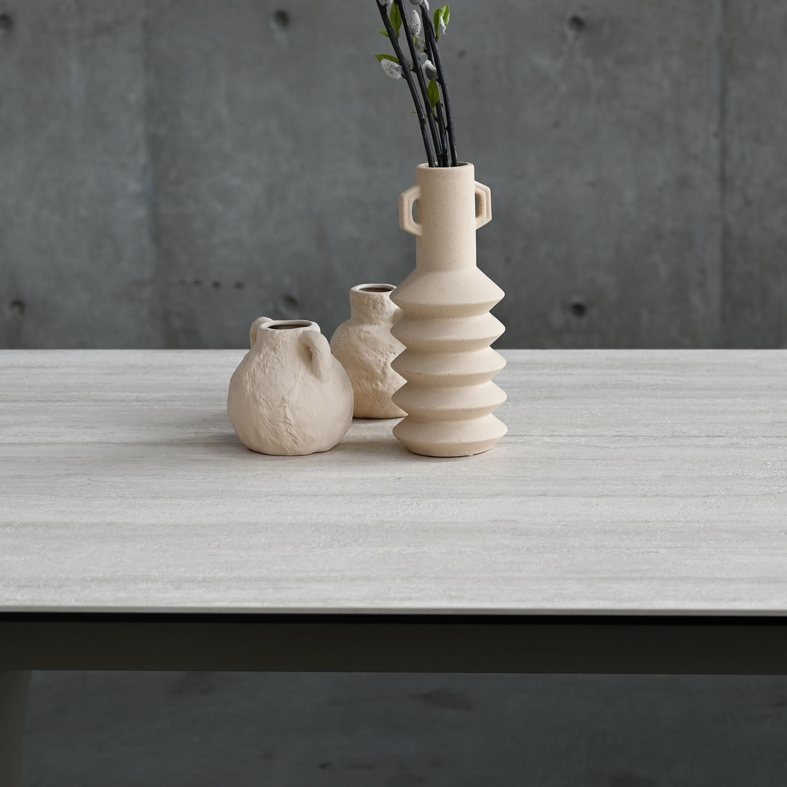Mobital - Camber Dining Table in Bianco Bocciardato Travertine