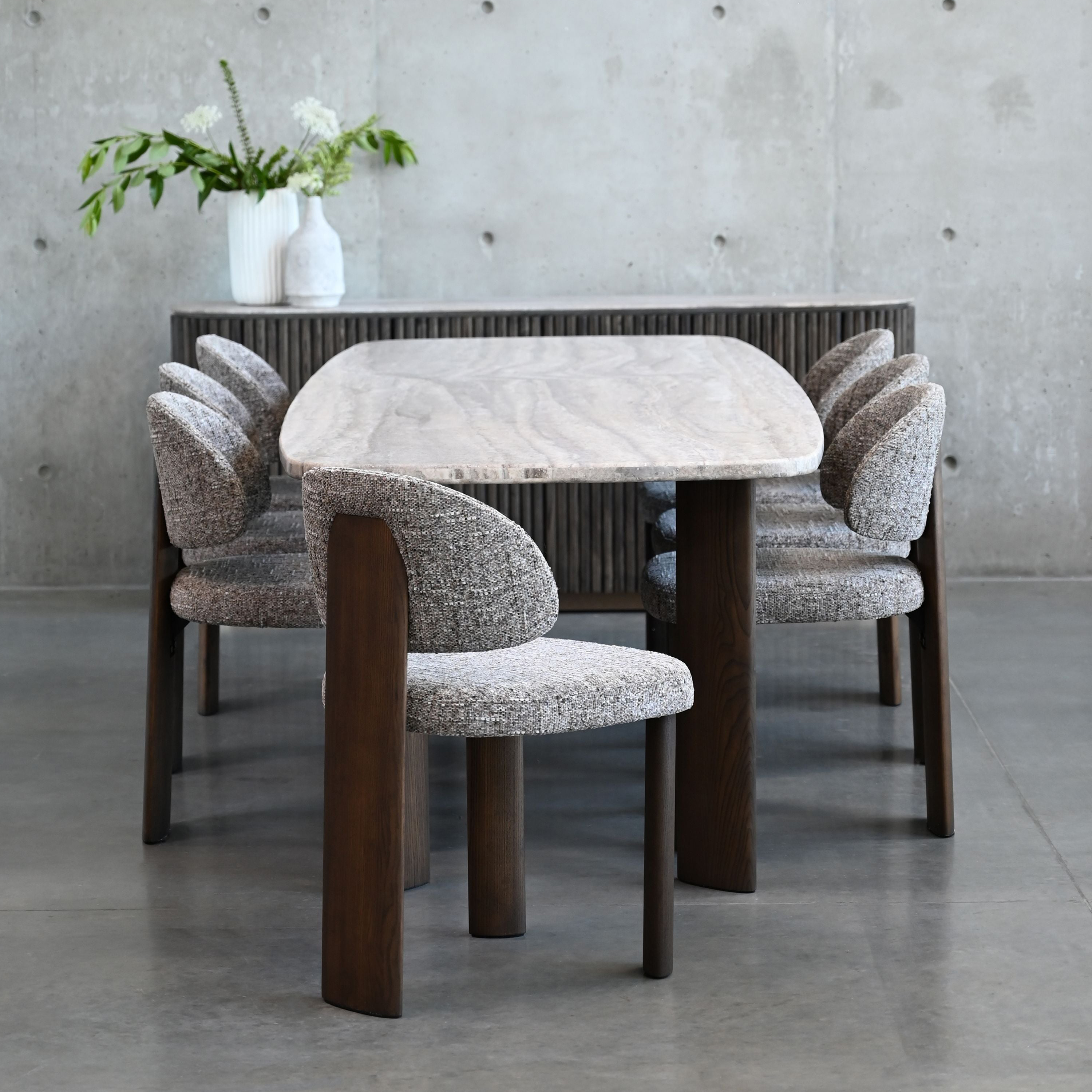 Mobital - Shoku Dining Table in Silver Gray Travertine