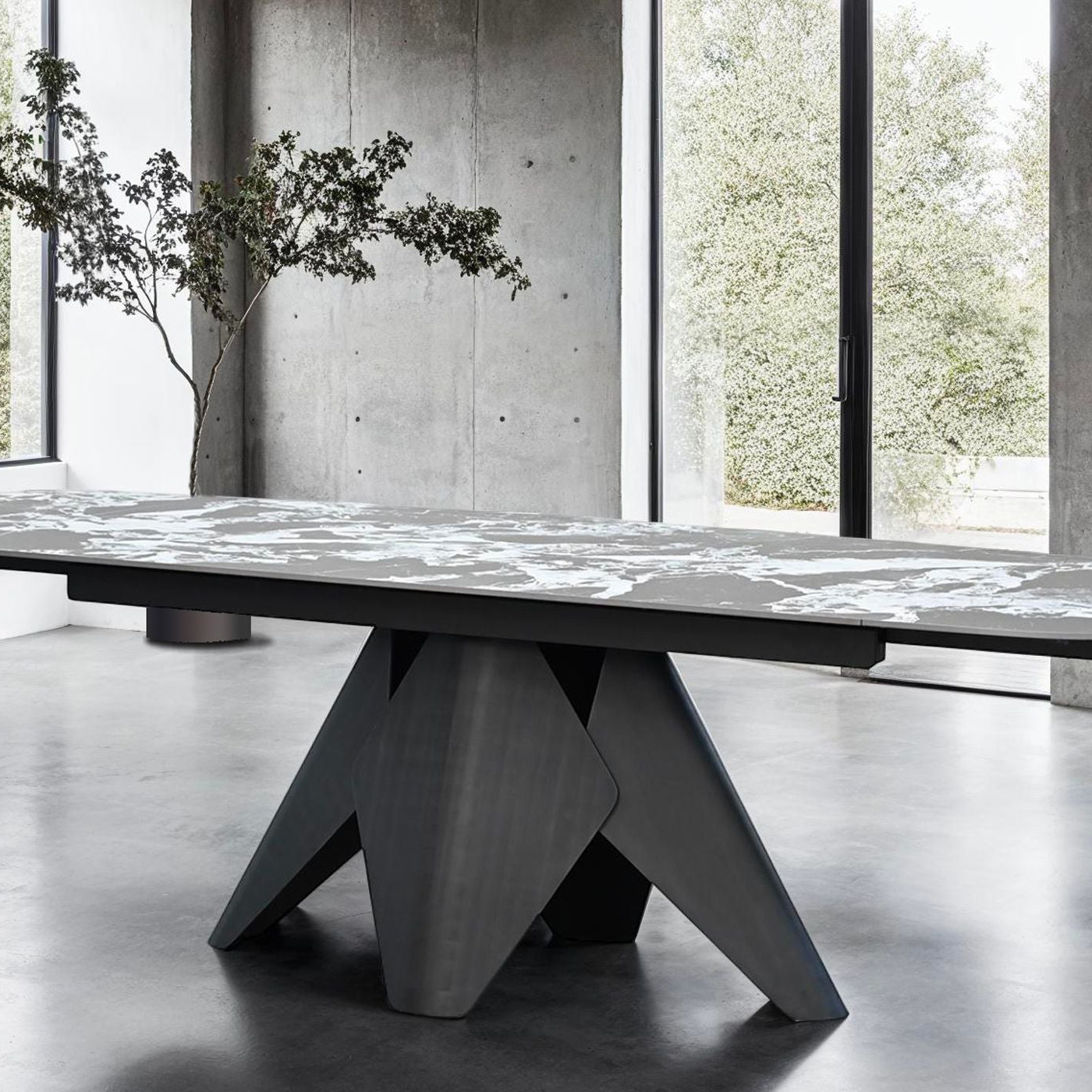 Mobital - Taji Double Extension Dining Table in Tourmaline Black