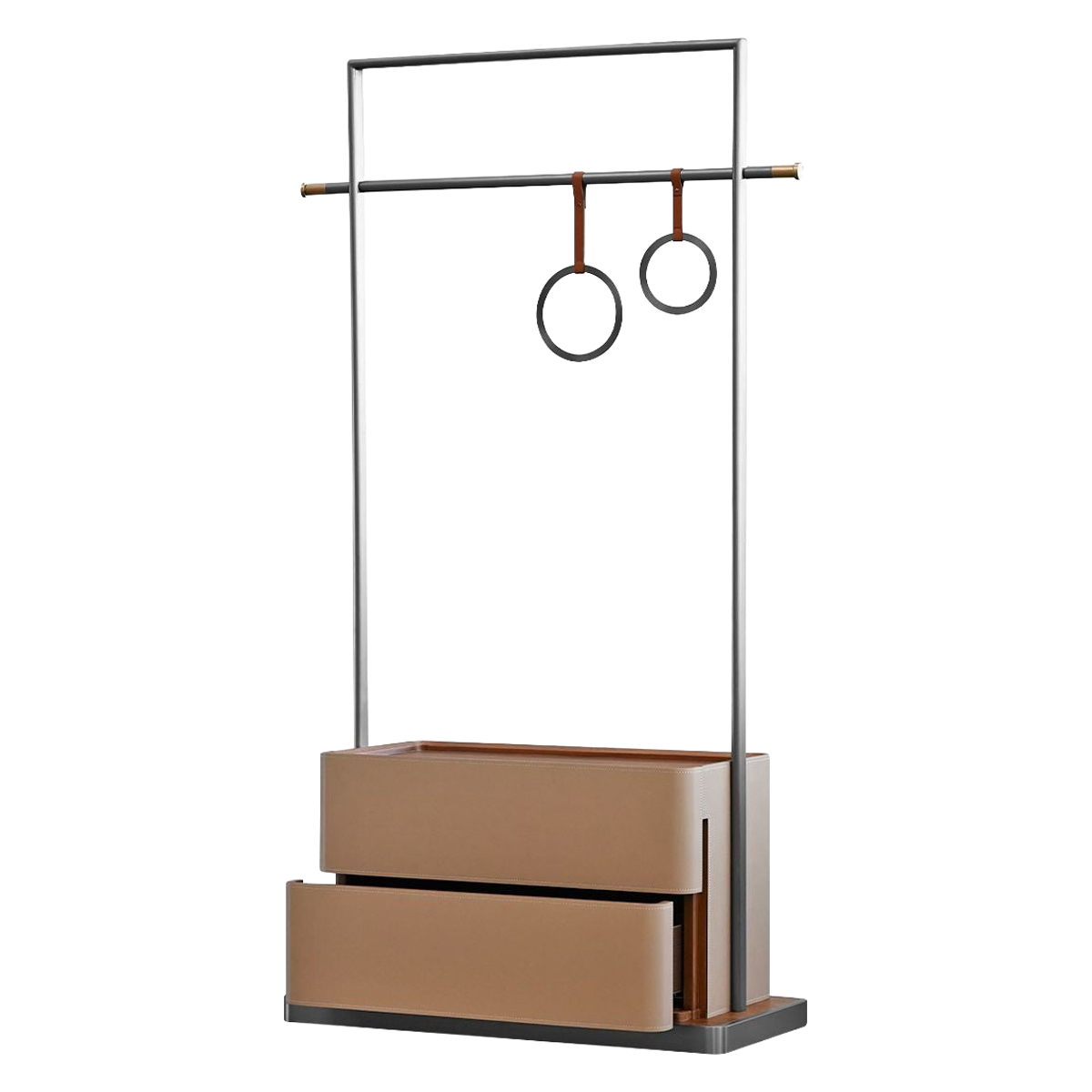 Mobital - Valet Hallway Coat Rack 2-Drawer in Brandy