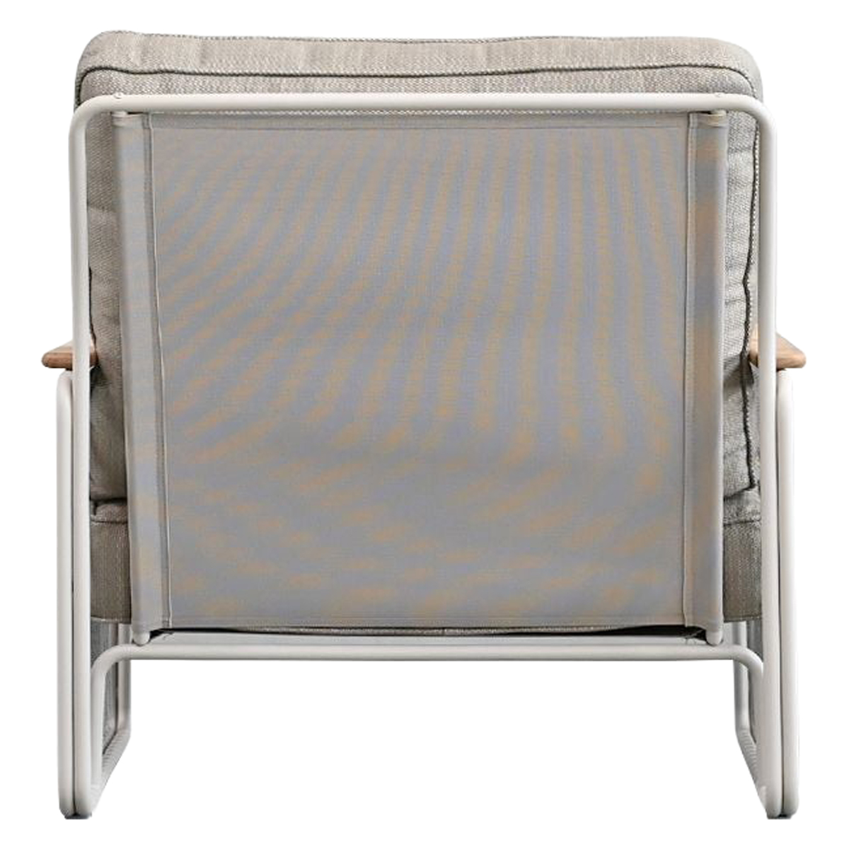 Mobital - Lucerne Lounge Chair in Sandhill Sunproof Fabric, Teak Armrest