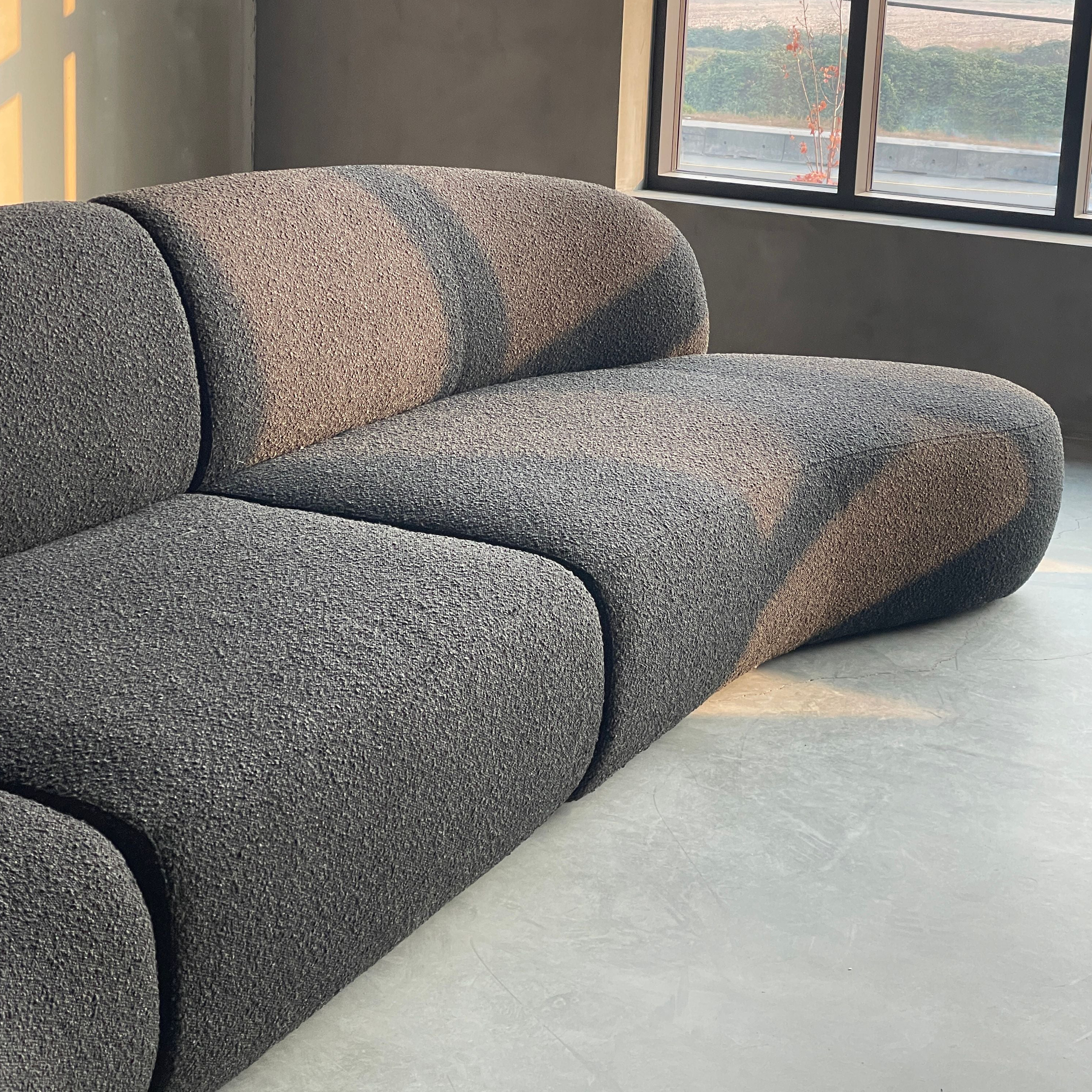 Mobital - Moritz Sectional 3-Piece Chaise Facing Left in Licorice Boucle