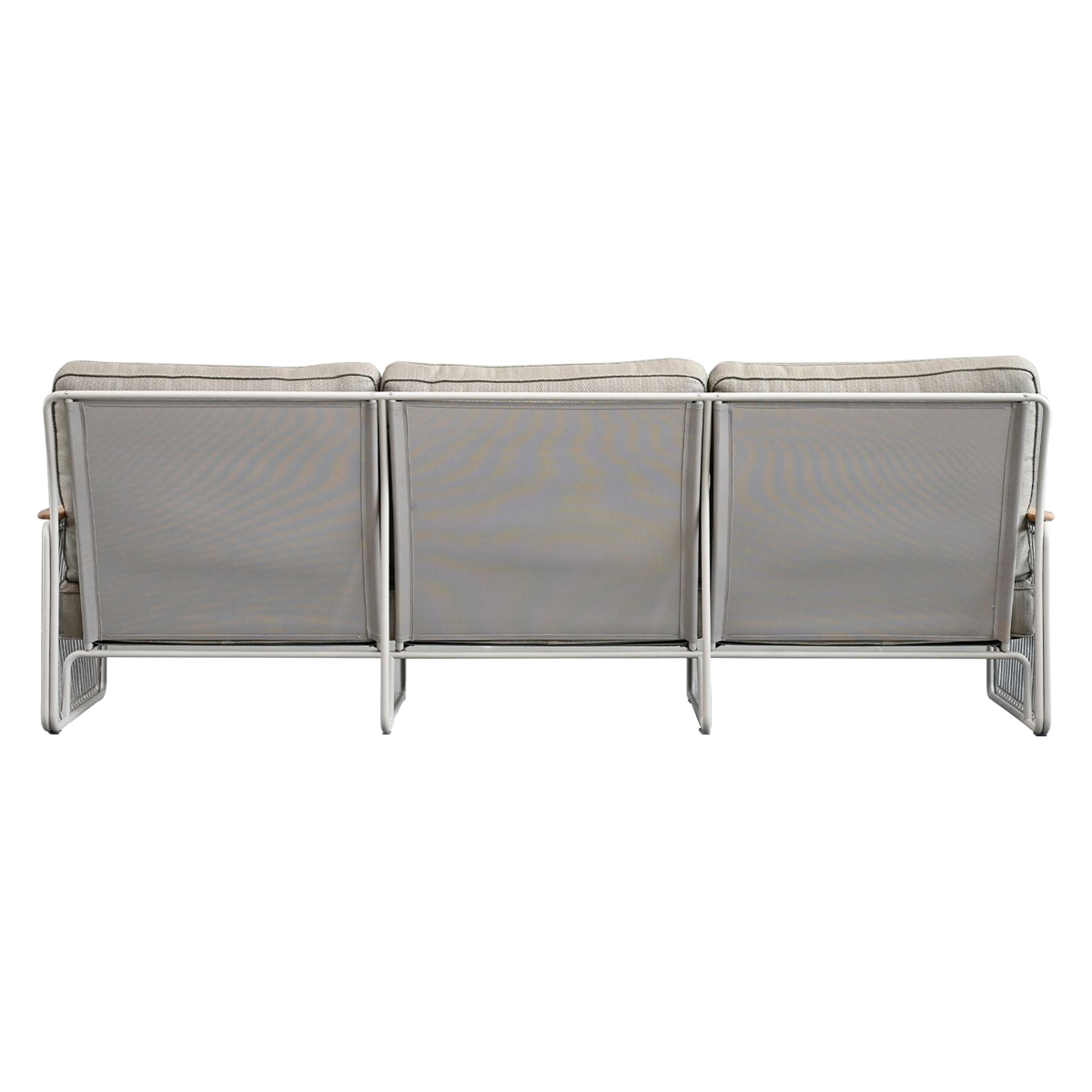 Mobital - Lucerne Sofa in Sandhill Sunproof Fabric, Teak Armrest