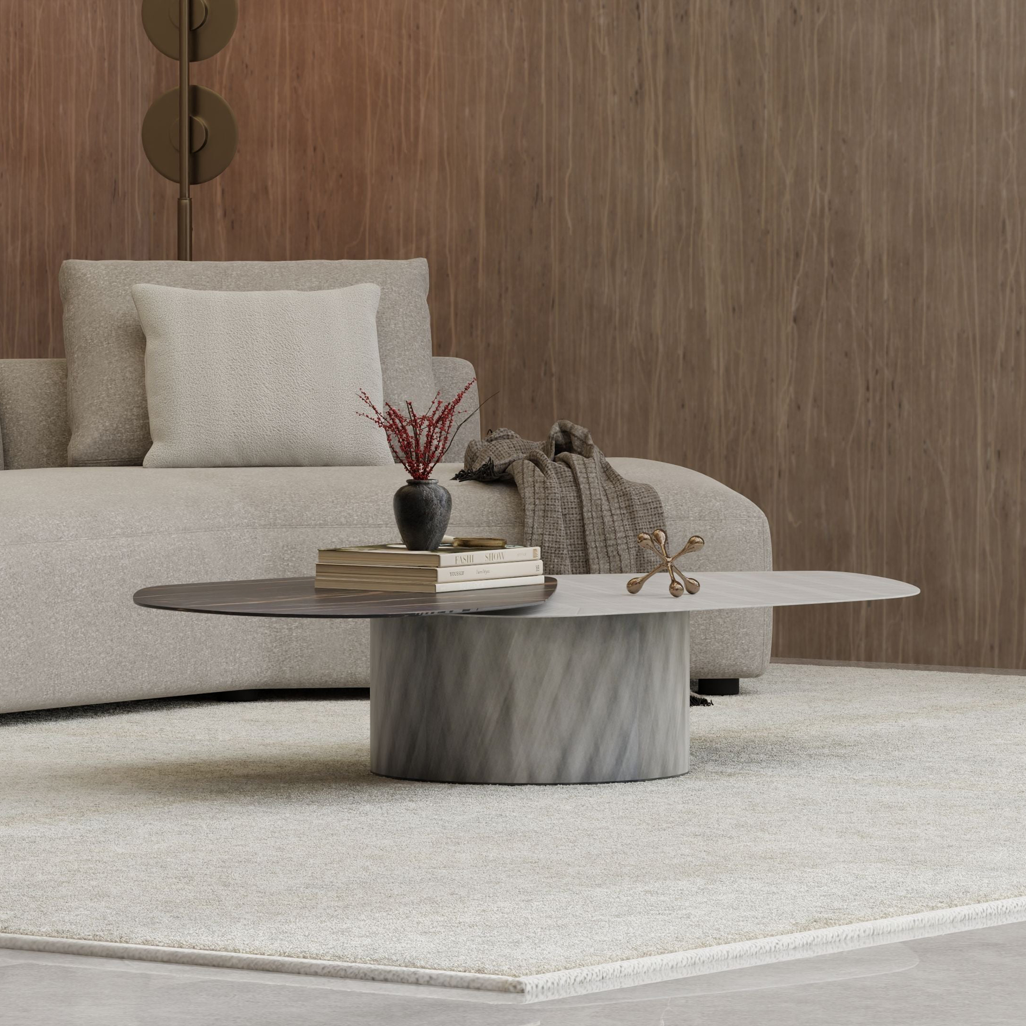 Mobital - Layer Coffee Table in Noir Desir Bocciadato Ceramic Top