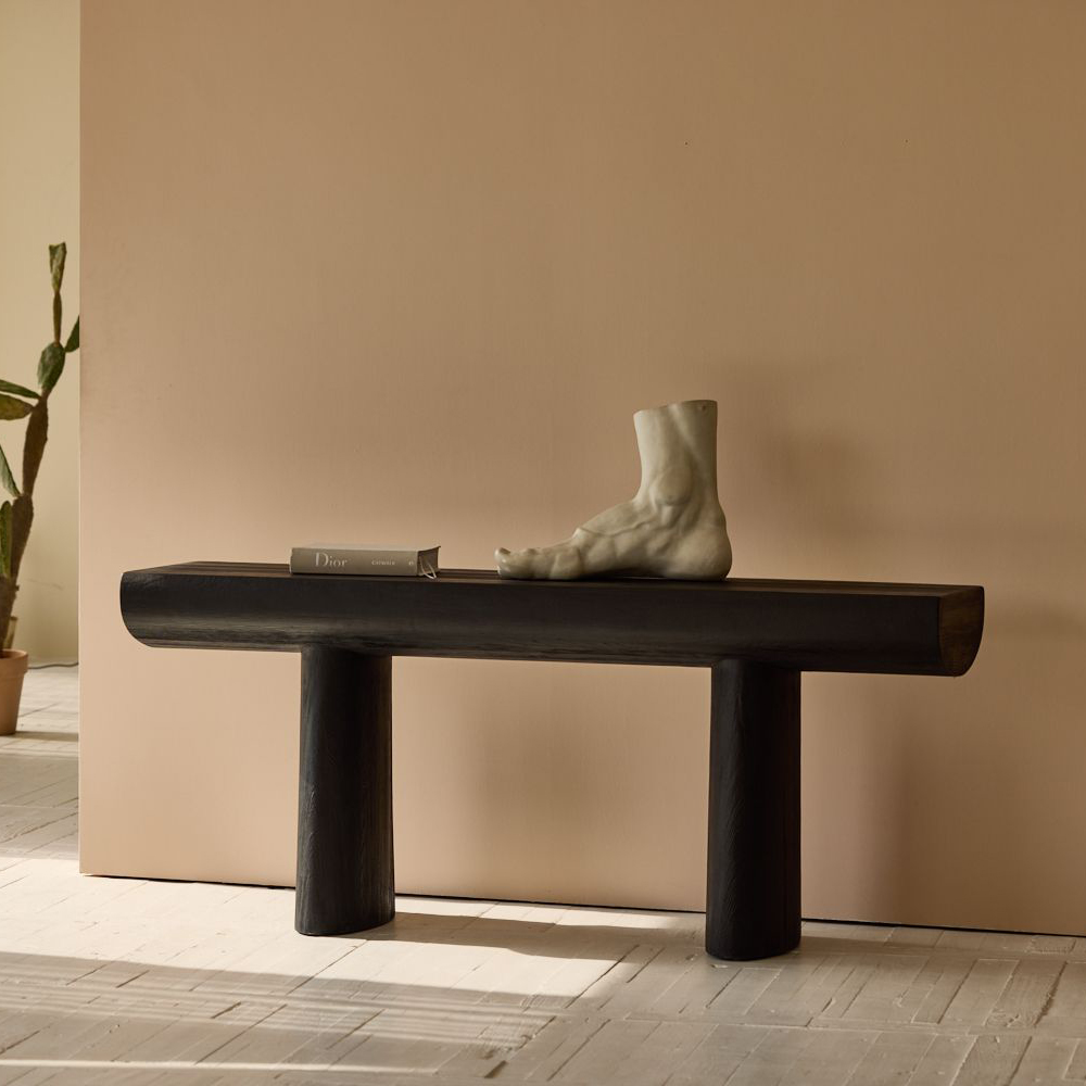 Mobital - Tundra Console Table in Sandblasted Matte Black Pine