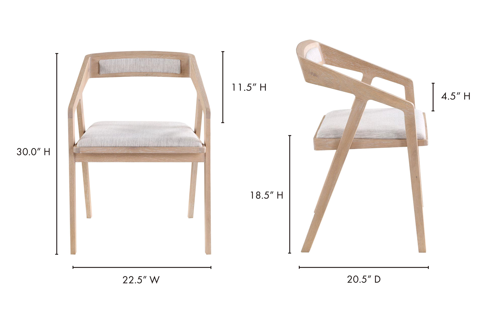 Moe's Padma Oak Arm Chair - Gray