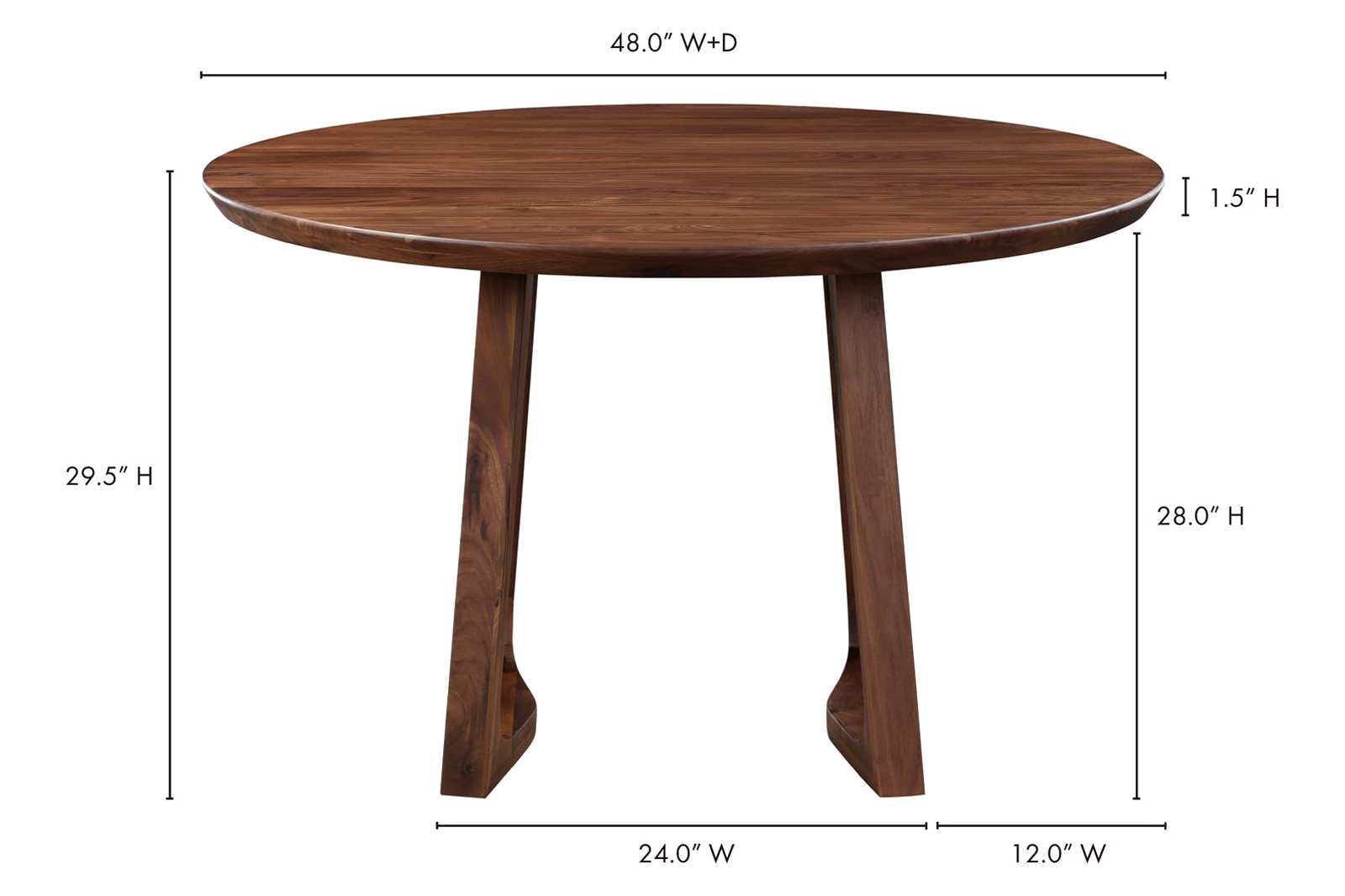 Moe's Silas Round Dining Table - Walnut