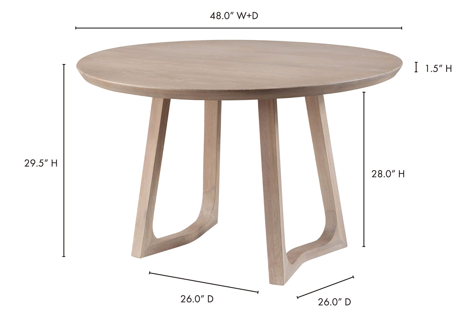 Moe's Silas Round Dining Table - White