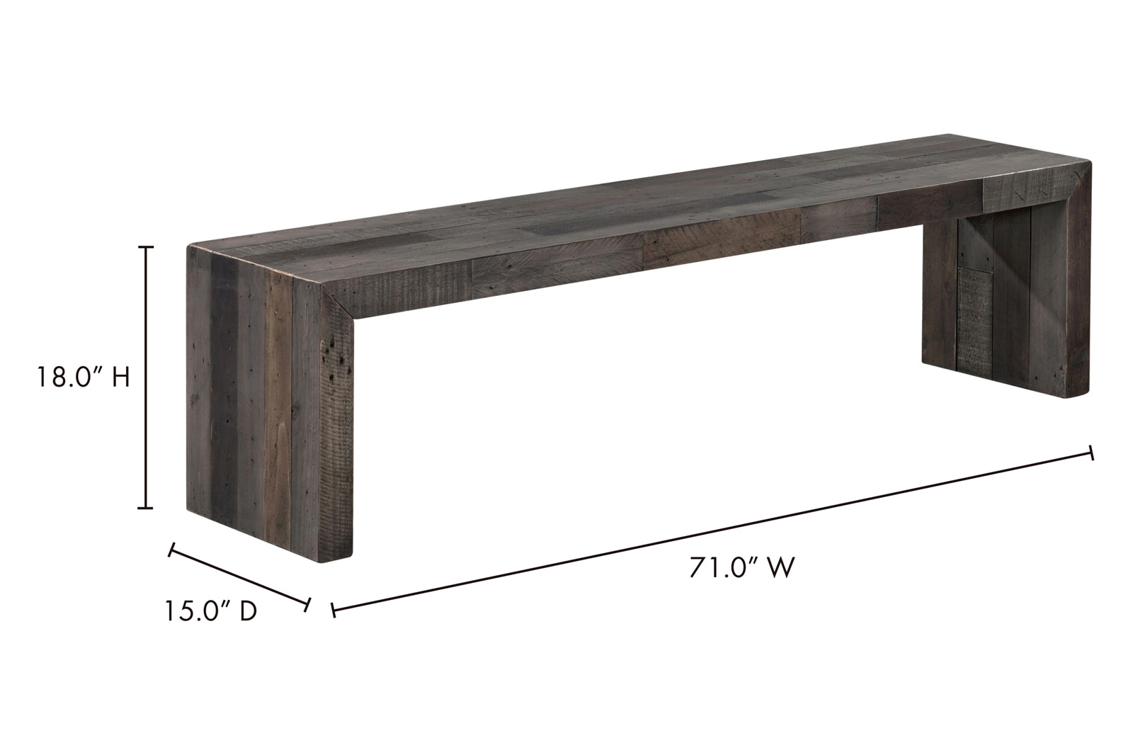Moe's Vintage Bench - Gray, Large