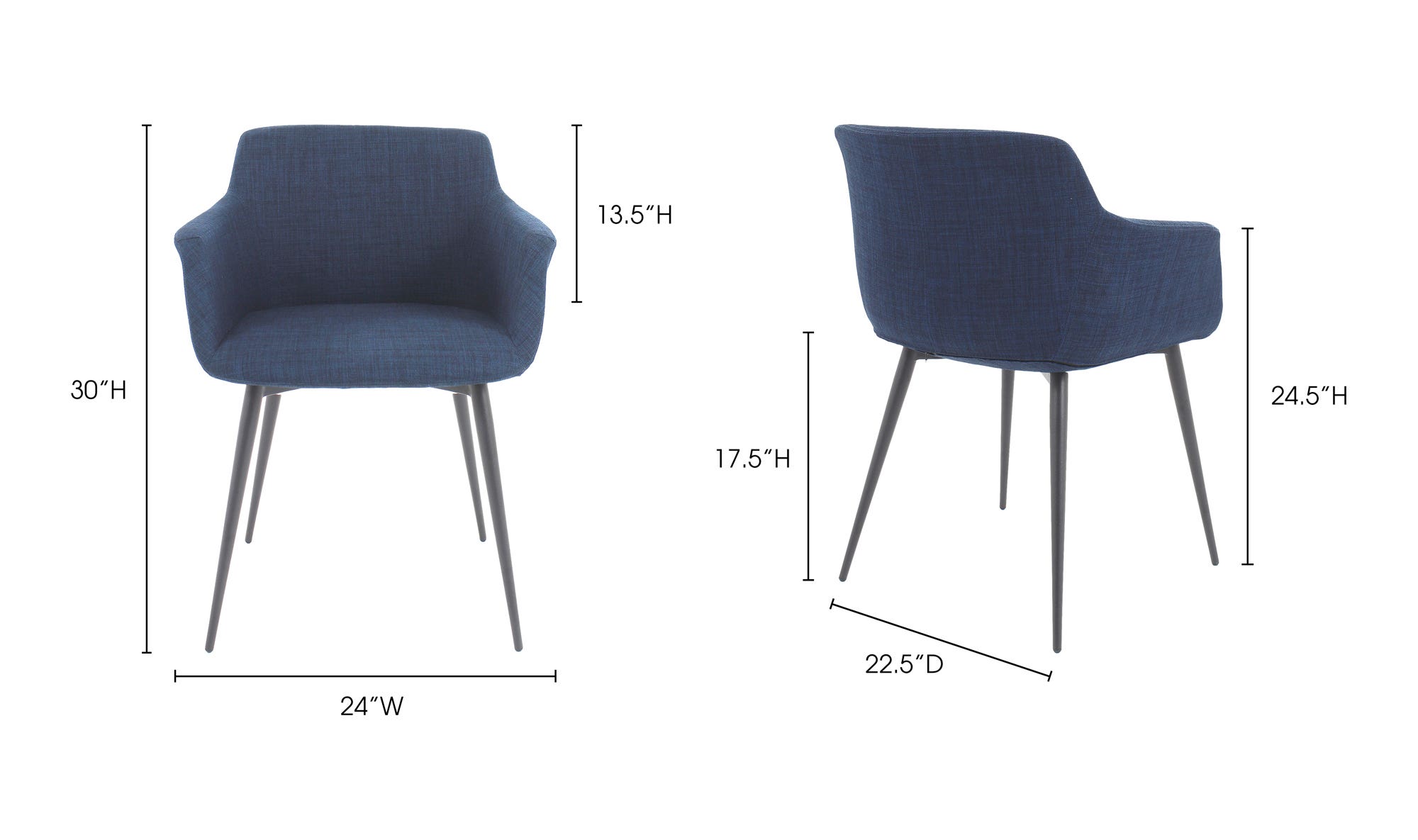 Moe's Ronda Contemporary Armchair Set of 2 - Blue