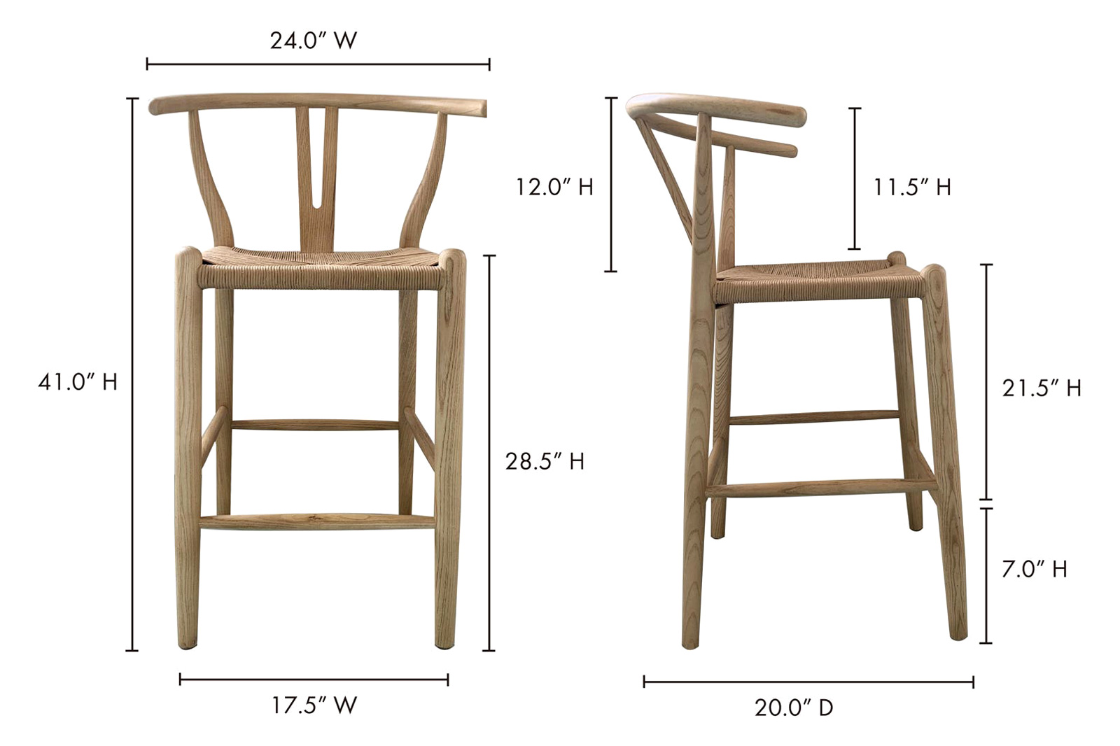 Moe's Ventana Bar Stool - Natural