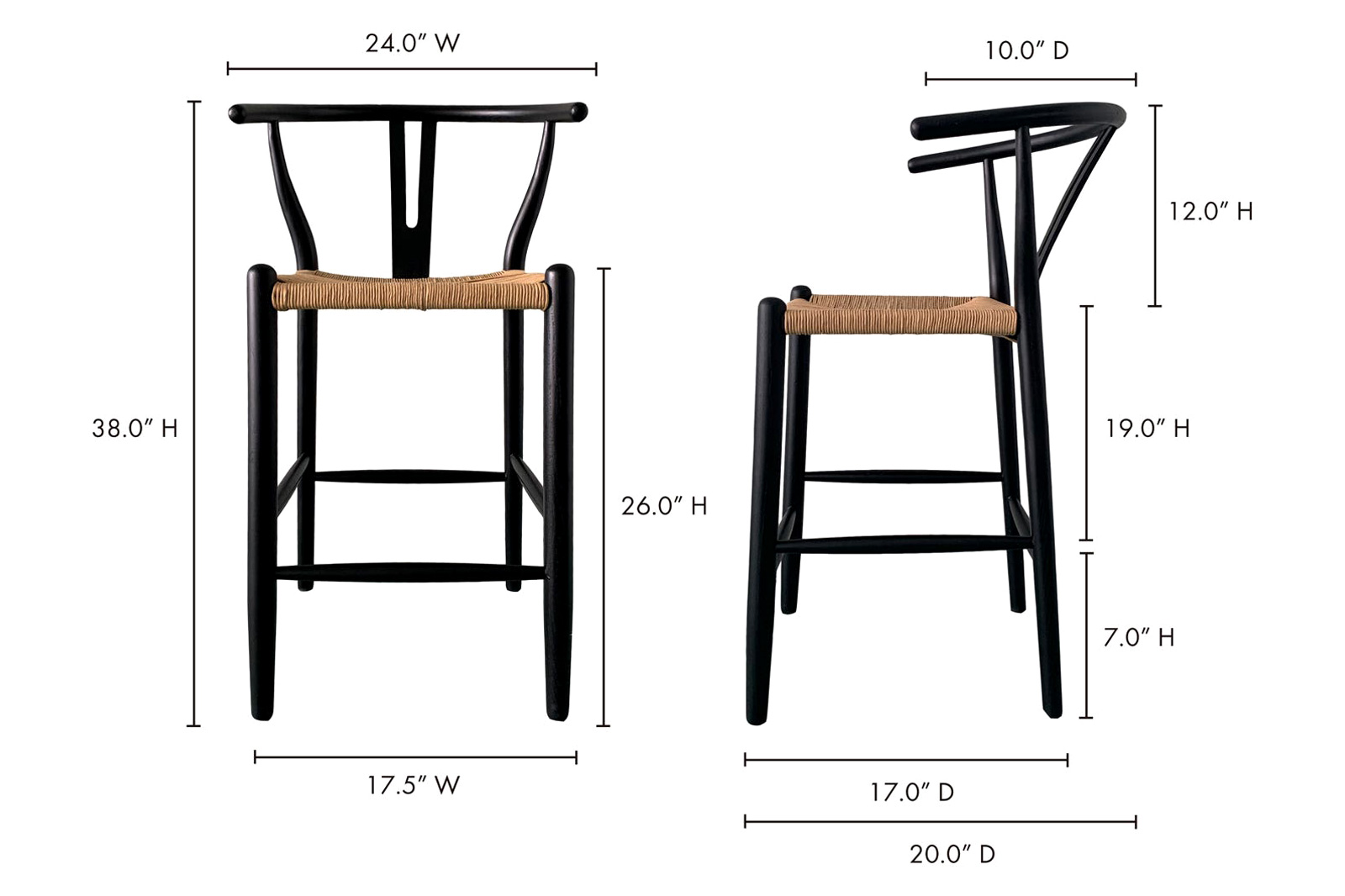 Moe's Ventana Counter Stool - Black and Natural
