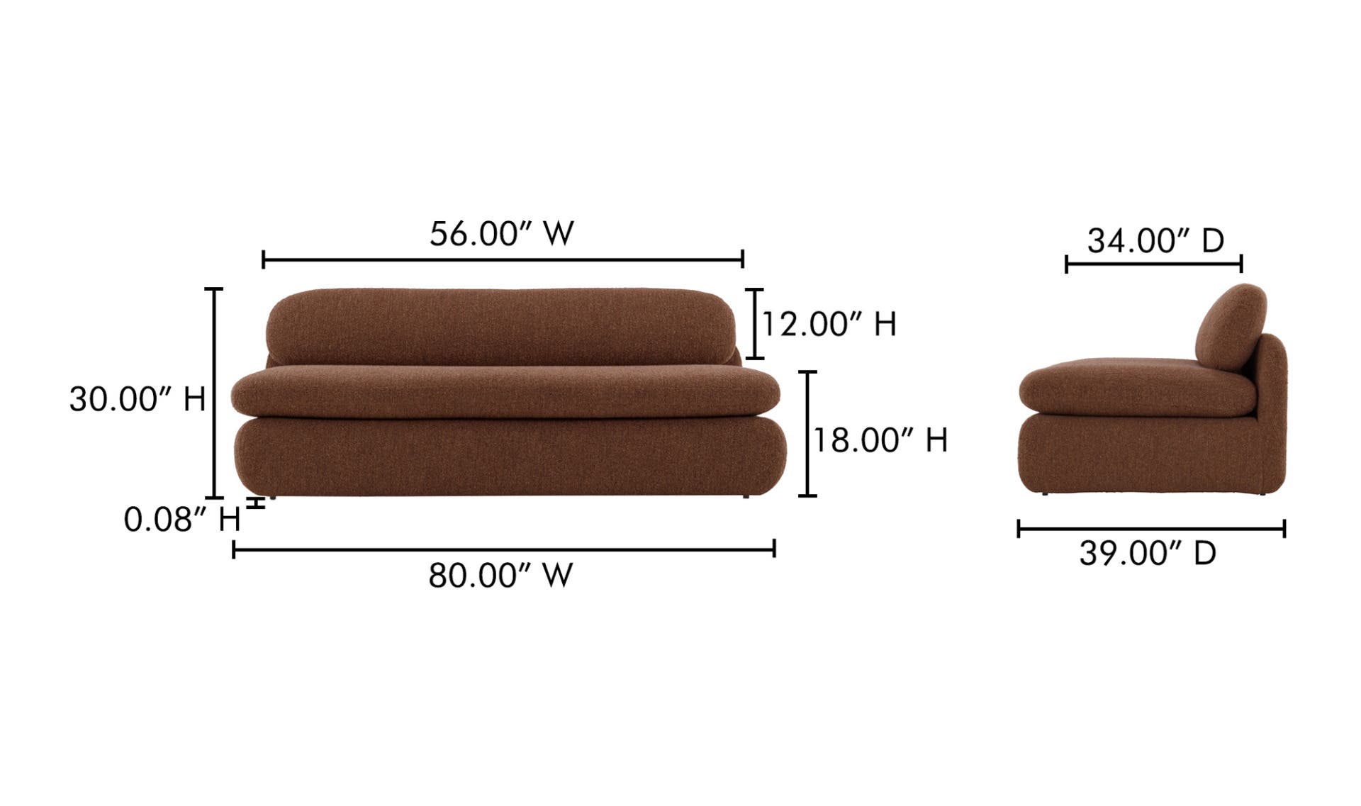 Moe's Scout Contemporary Sofa - Toffee
