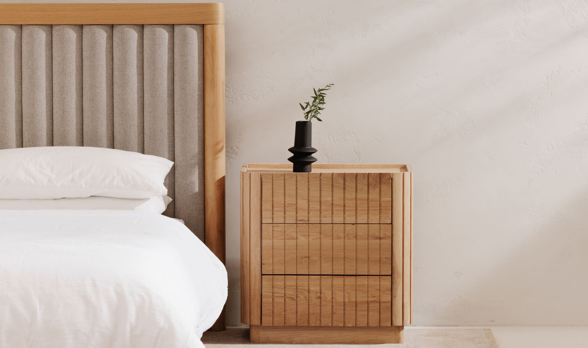 Moe's Povera Contemporary 3-Drawer Nightstand - Oak