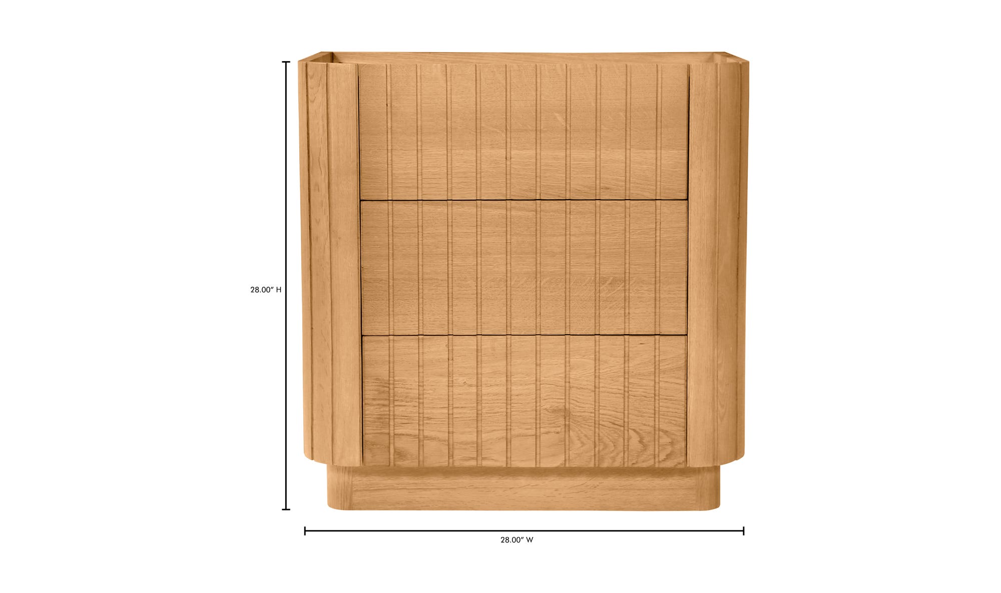Moe's Povera Contemporary 3-Drawer Nightstand - Oak