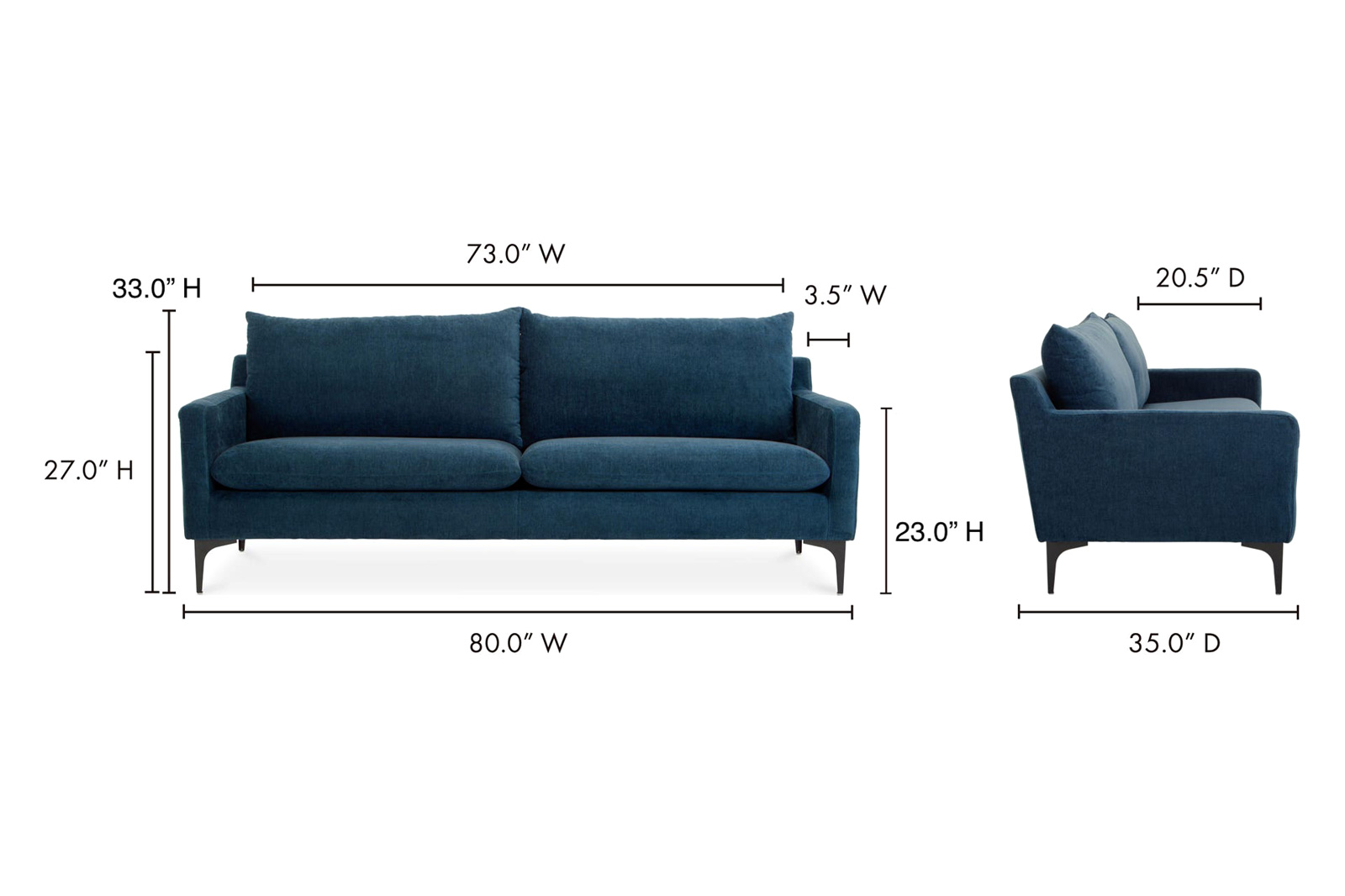 Moe's Paris Sofa - Blue