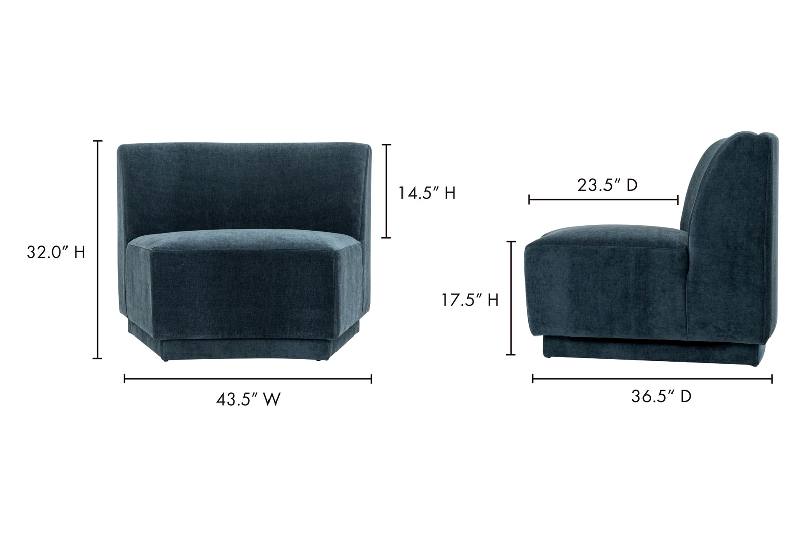 Moe's Yoon Slipper Chair - Nightshade Blue