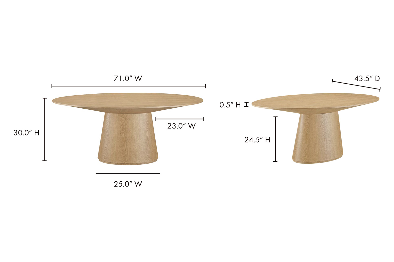 Moe's Otago Oval Dining Table - Oak, 71"