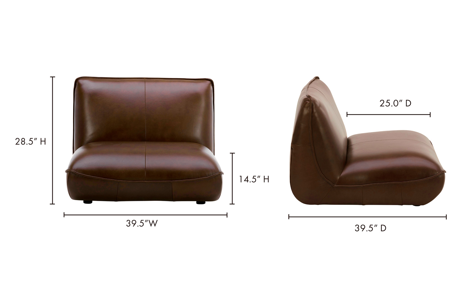 Moe's Zeppelin Leather Slipper Chair - Brown