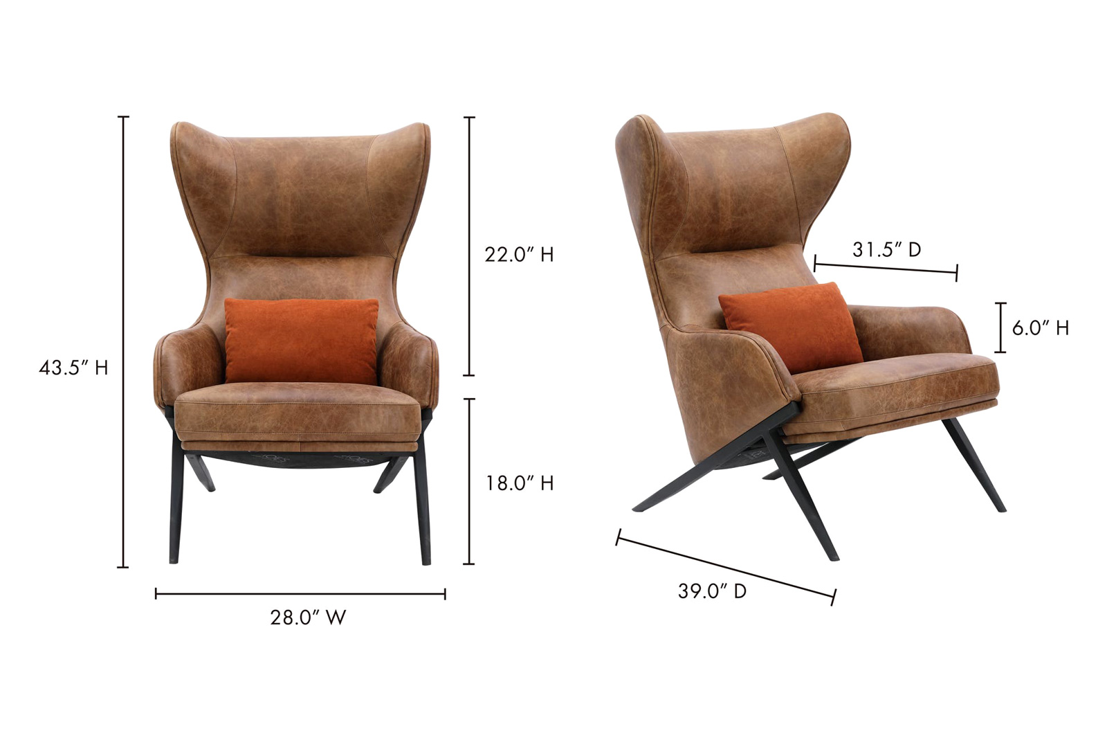 Moe's - Amos Leather Accent Chair in Brown