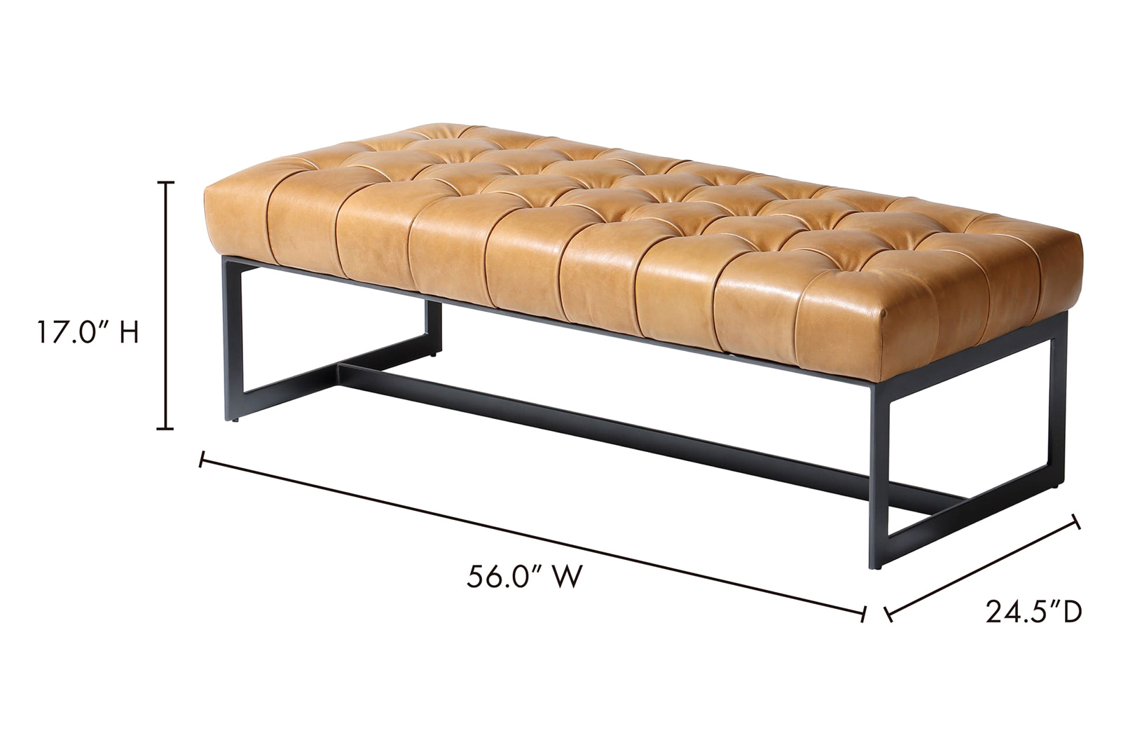 Moe's Wyatt Leather Bench - Tan