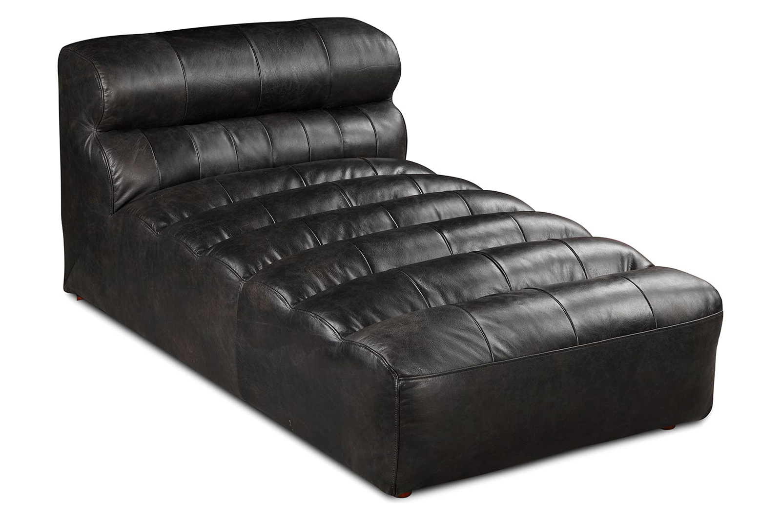 Moe's Ramsay Leather Chaise - Antique