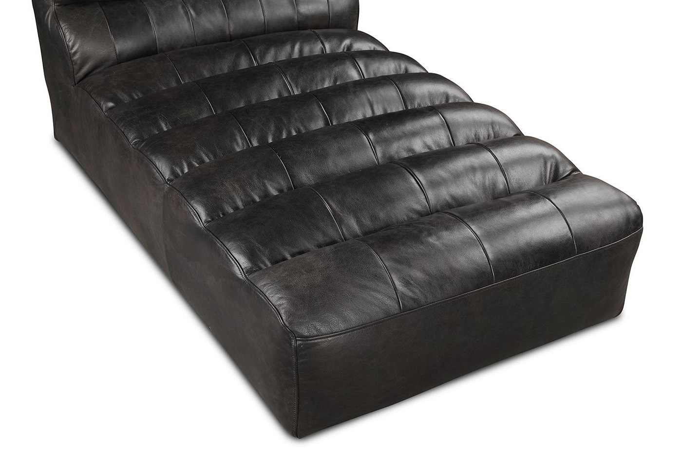Moe's Ramsay Leather Chaise - Antique