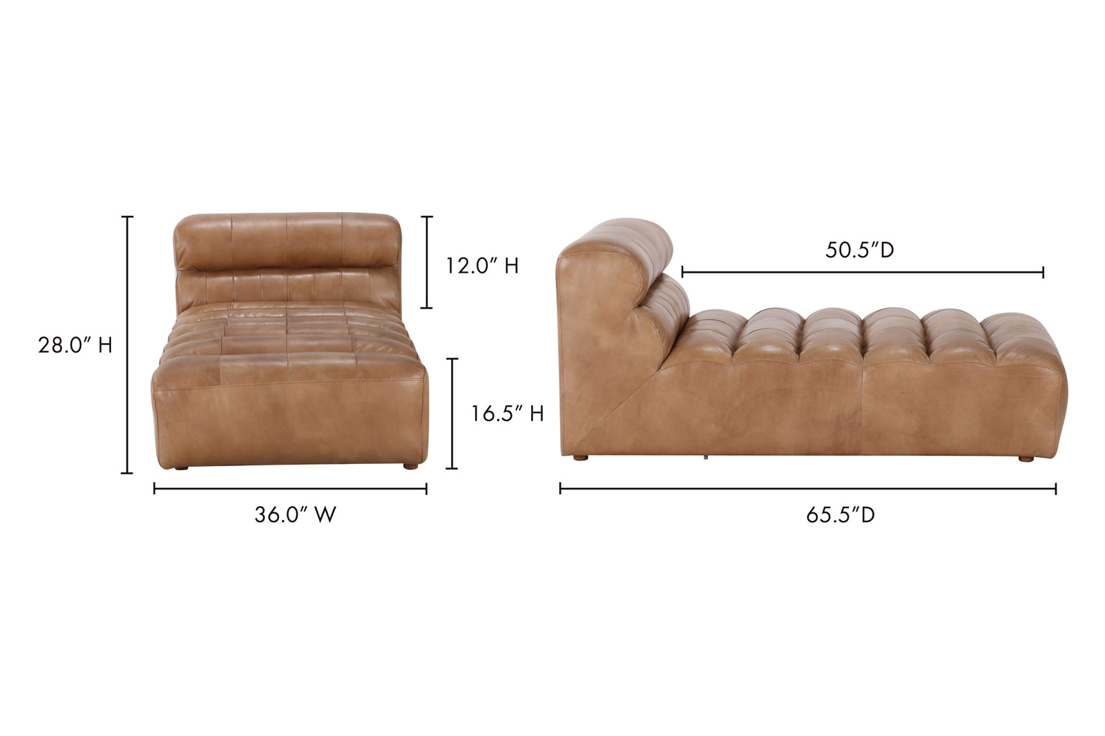 Moe's Ramsay Leather Chaise - Tan