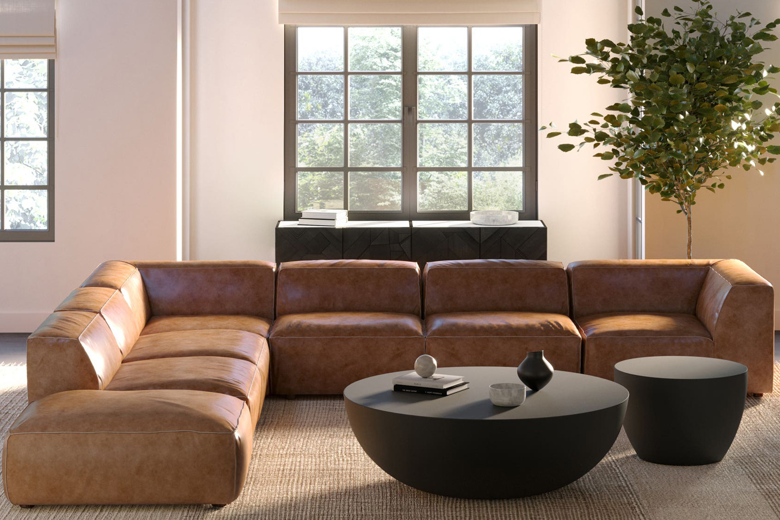 Moe's Luxe Ottoman - Tan