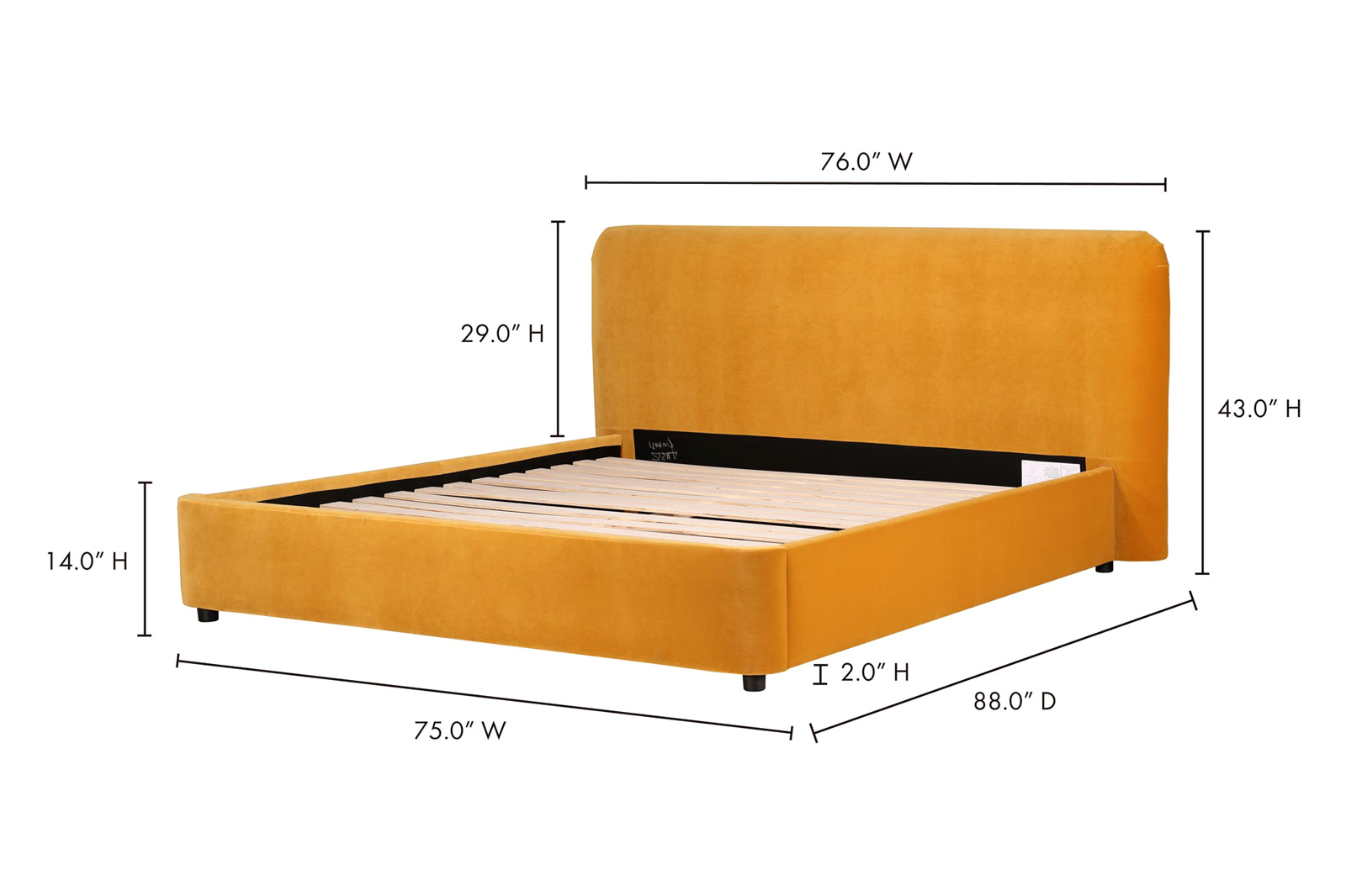 Moe's Samara Bed - Yellow, Queen