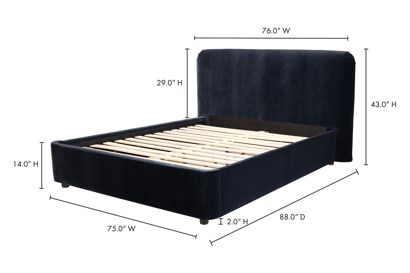 Moe's Samara Bed - Blue, Queen