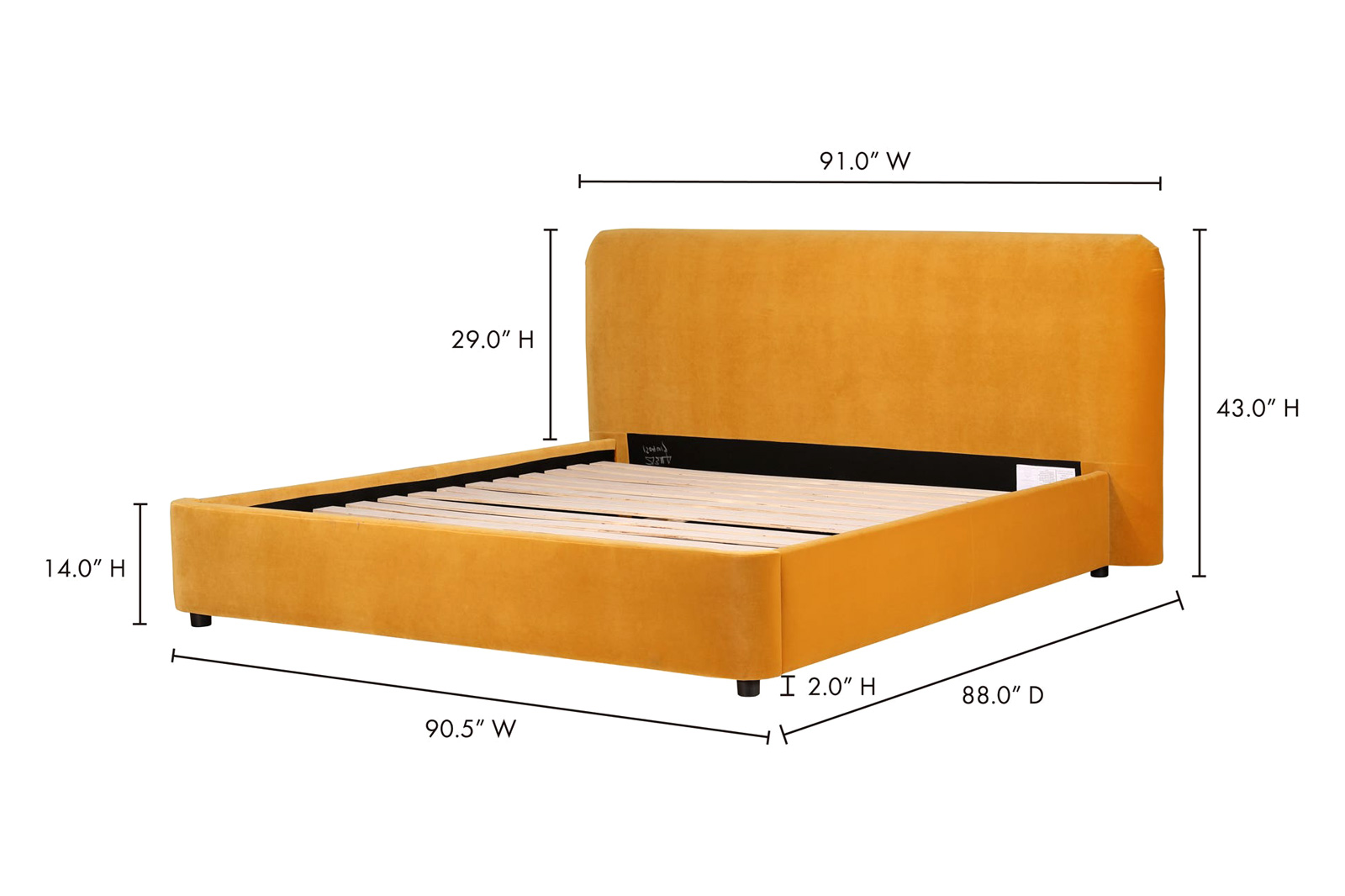 Moe's Samara Bed - Yellow, King