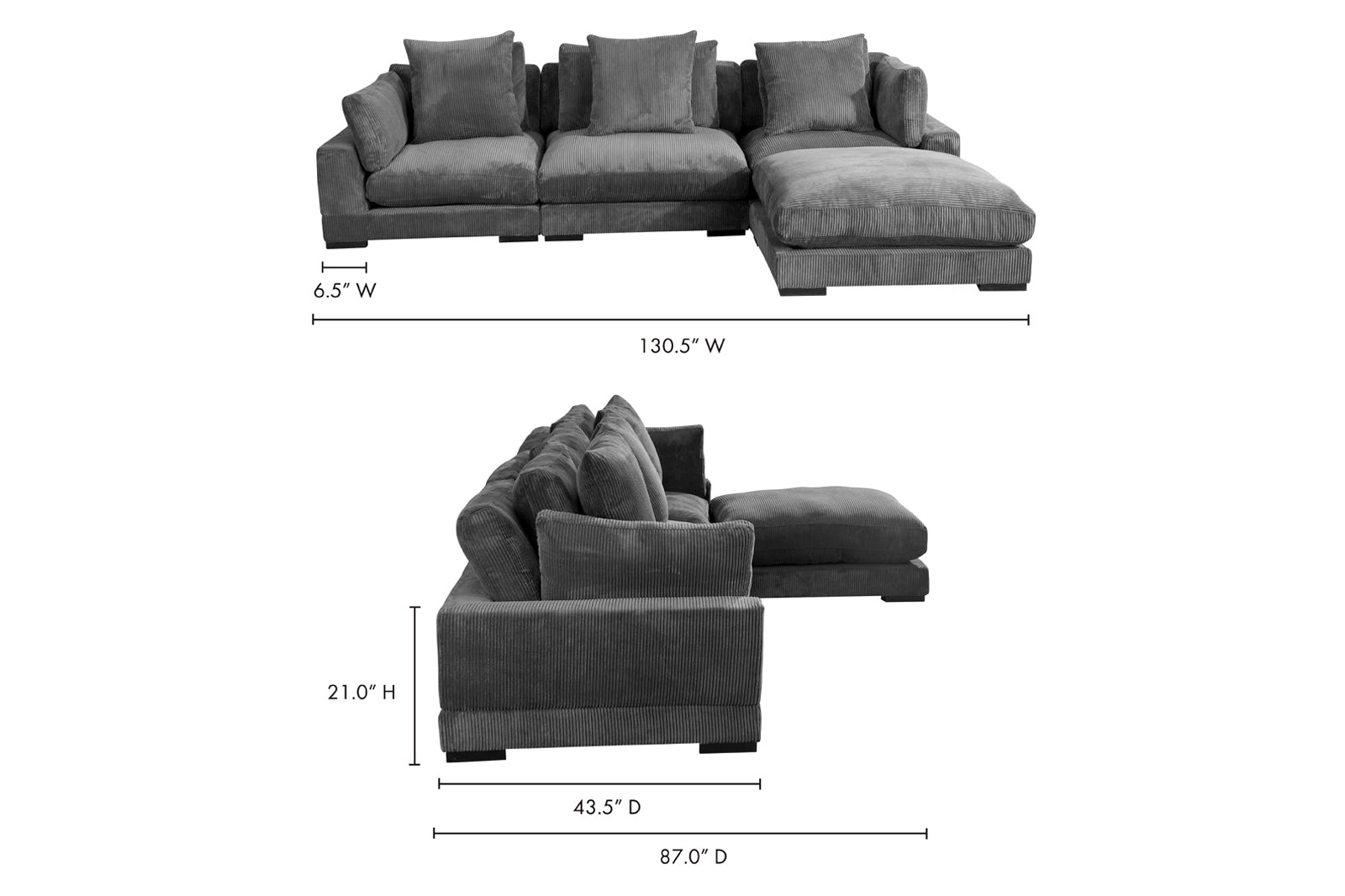 Moe's Tumble Lounge Modular Sectional - Dark Gray