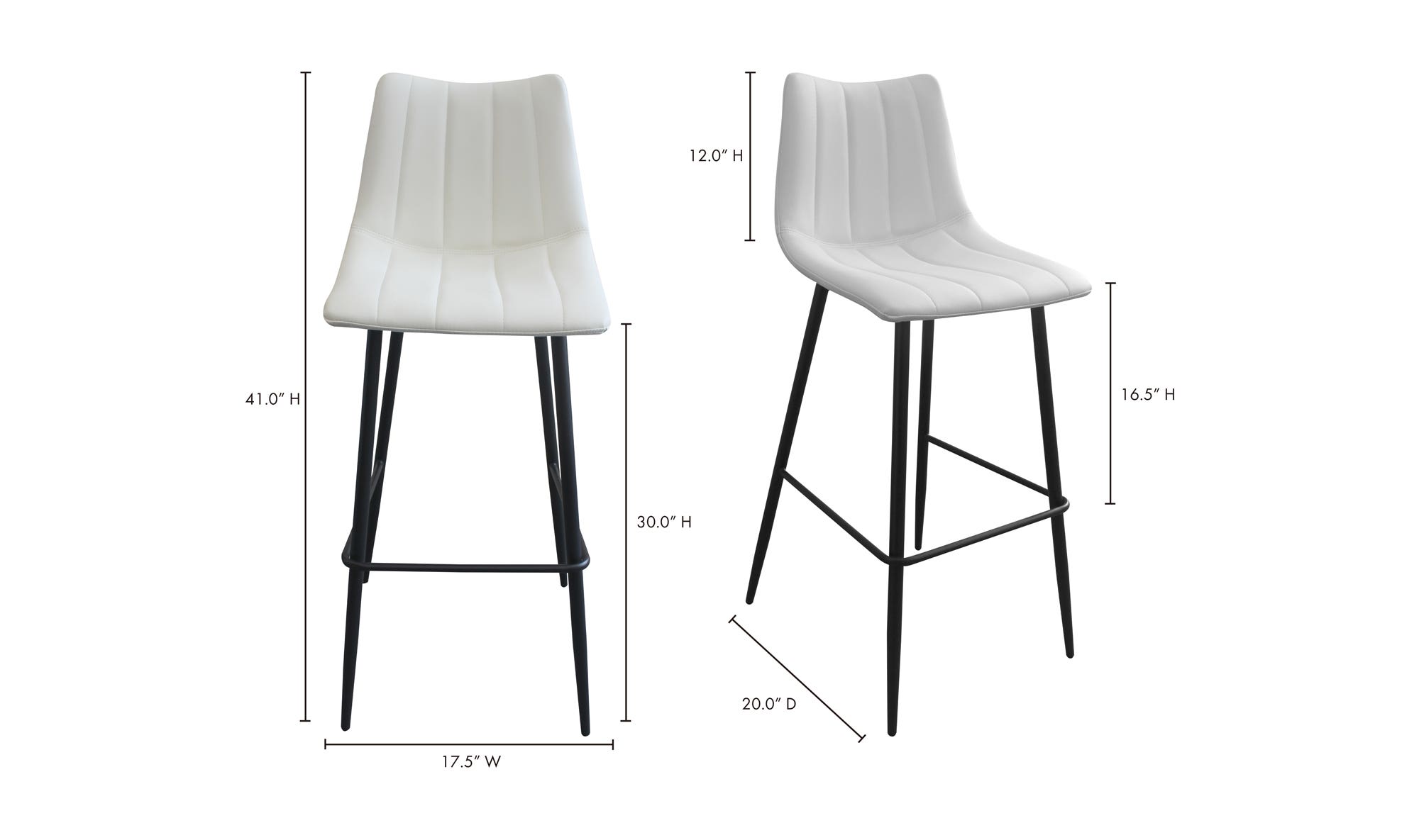 Moe's Alibi Contemporary Bar Stool Set of 2 - Cream White