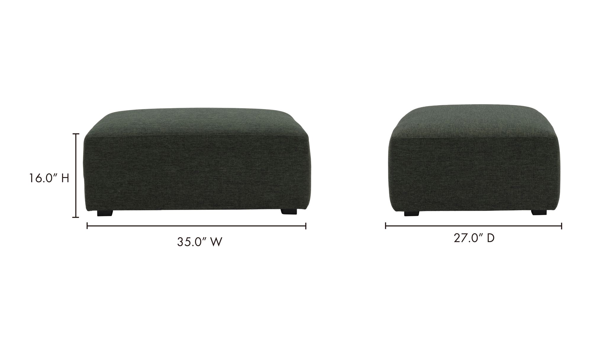 Moe's Romy Ottoman - Forest Shade