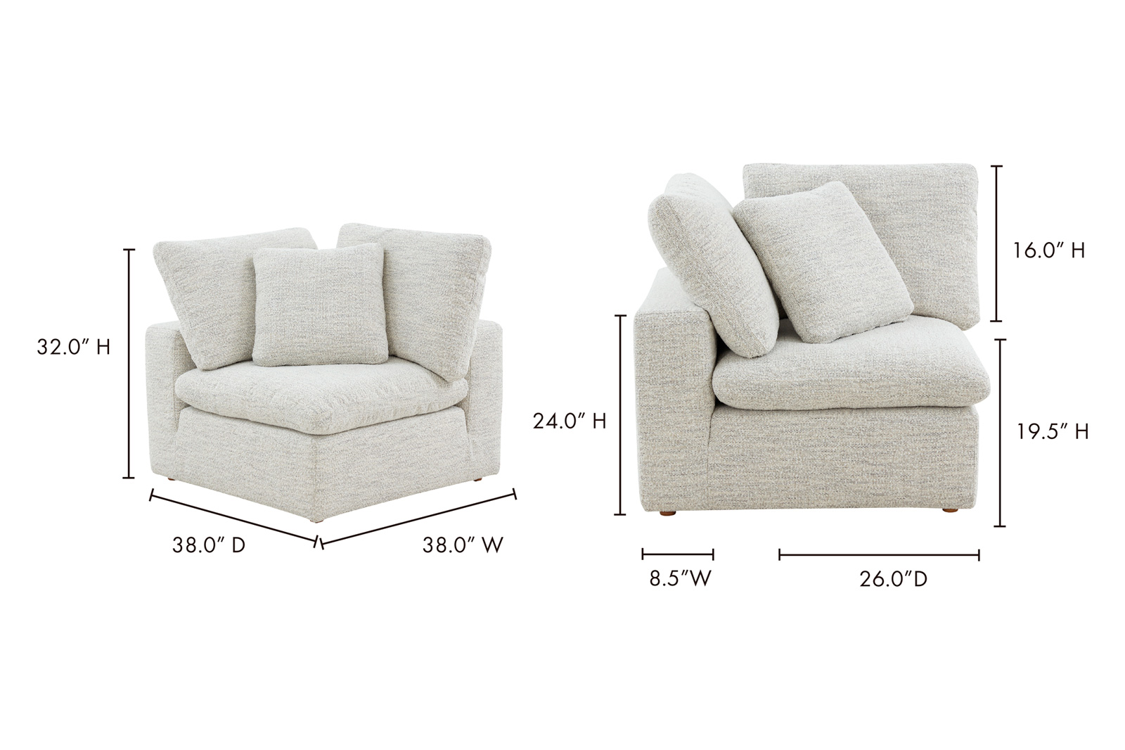 Moe's Terra Condo Corner Chair - Coastside Sand